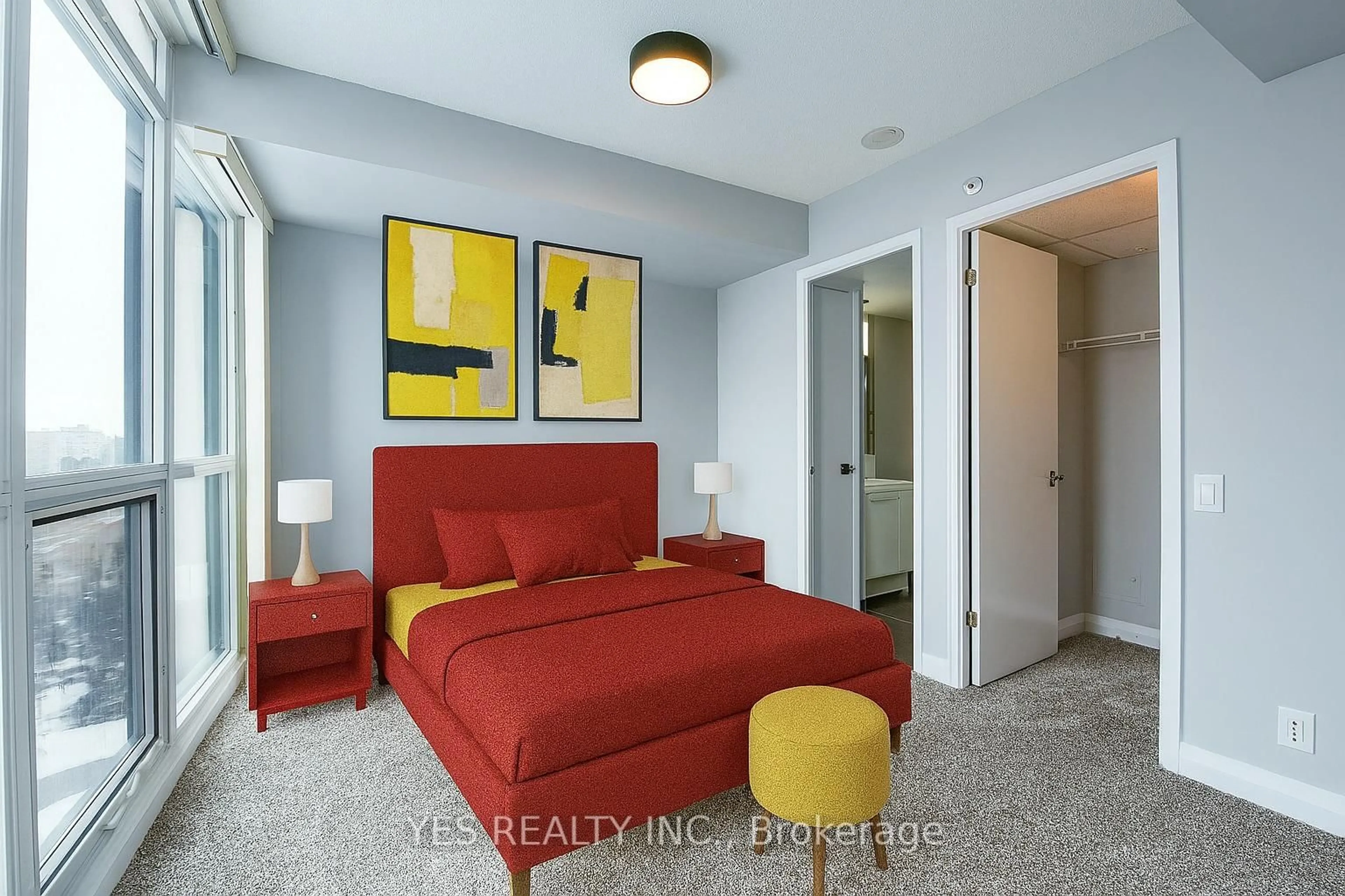 Bedroom with bed, carpet floor for 1 Valhalla Inn Rd #1204, Toronto Ontario M9B 1S9