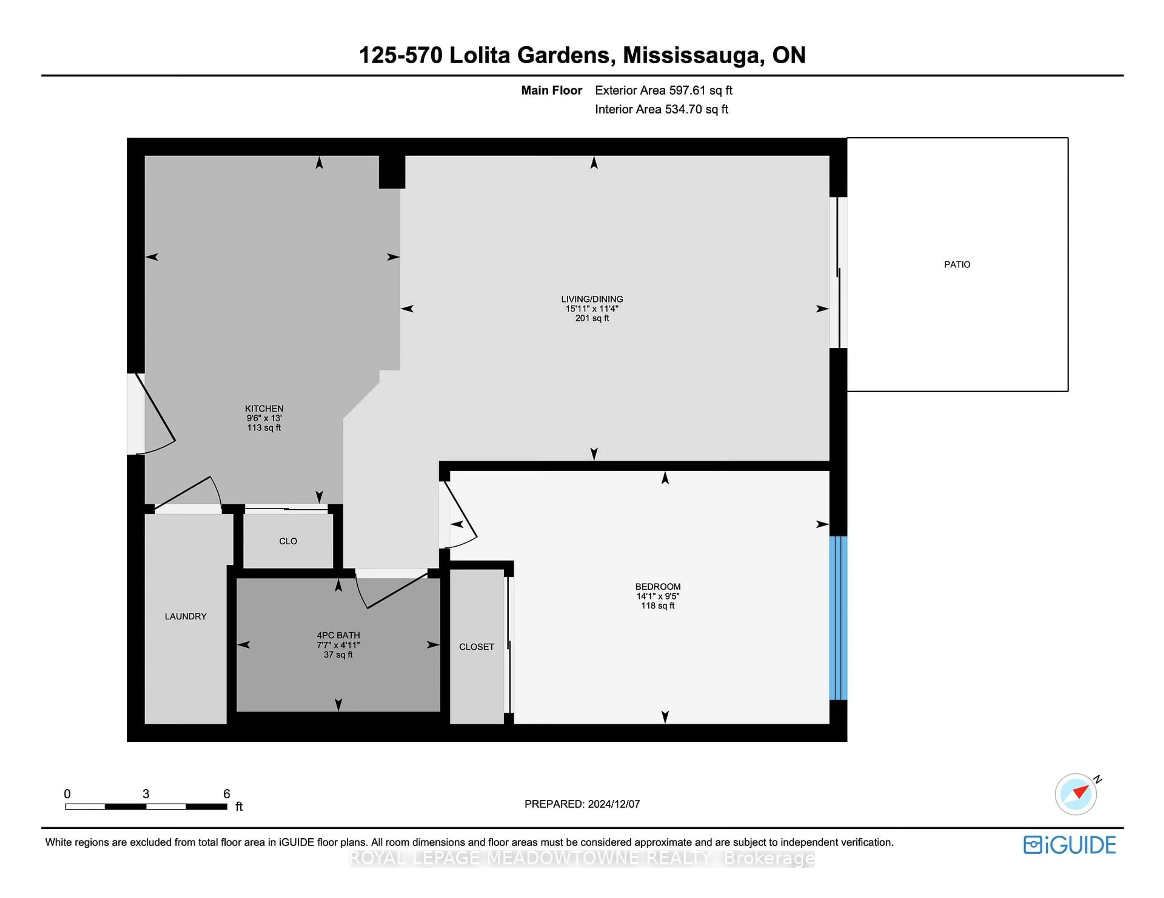 Floor plan for 570 Lolita Gdns #125, Mississauga Ontario L5A 0A1