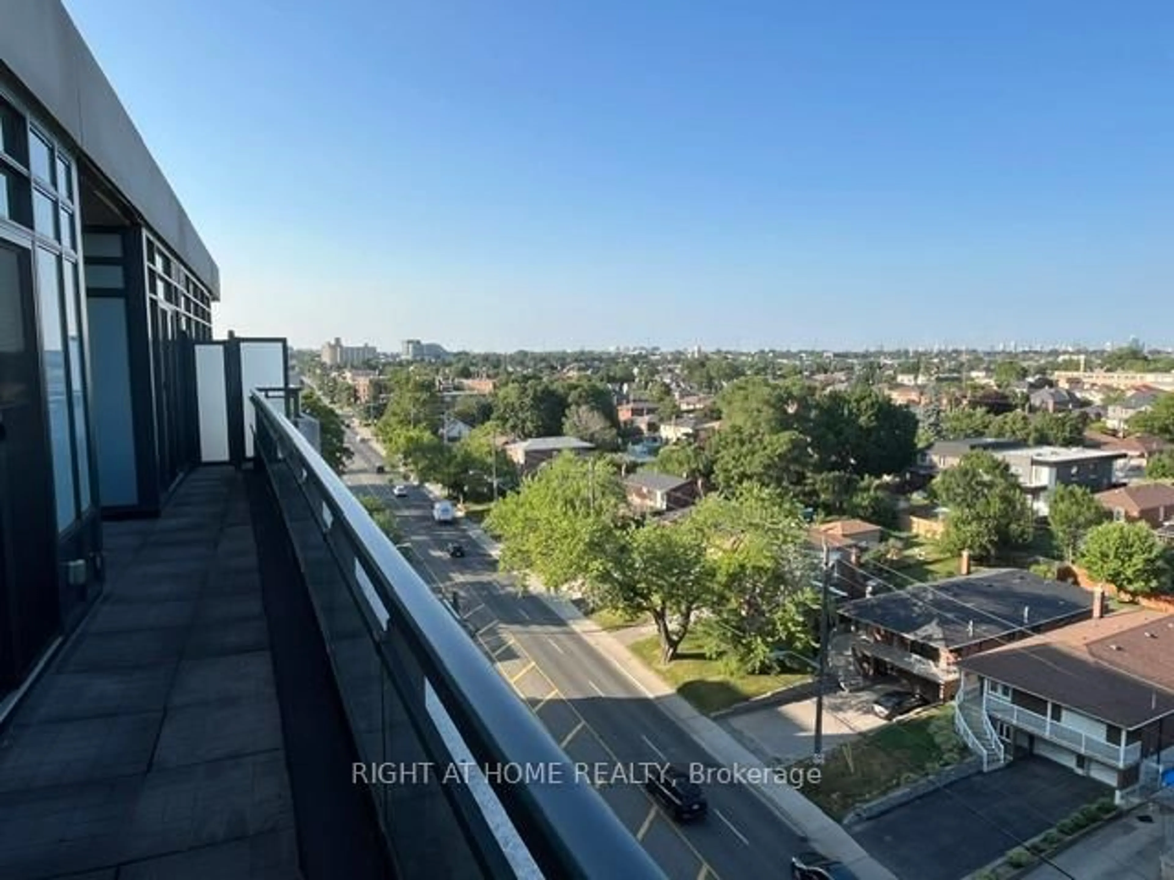 Balcony in the apartment, city buildings view from balcony for 2522 Keele St #803, Toronto Ontario M6L 0A2