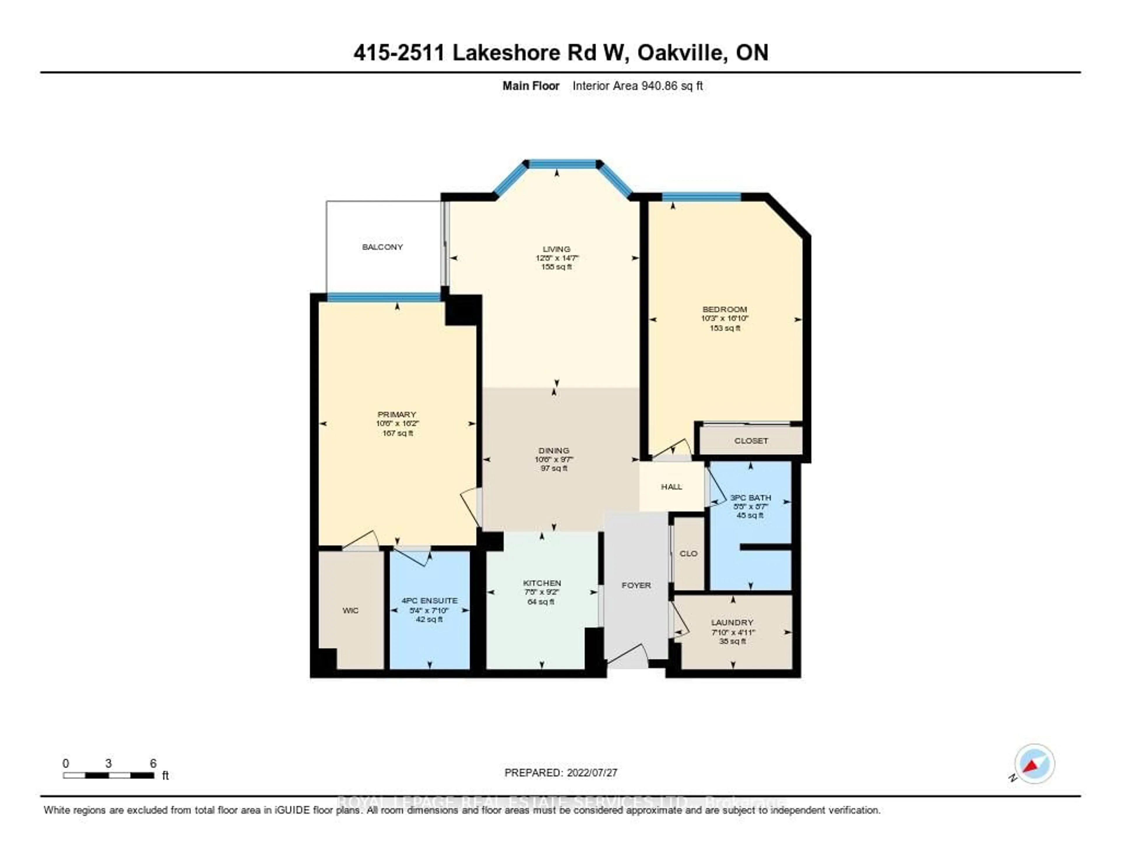 Floor plan for 2511 Lakeshore Rd #415, Oakville Ontario L6L 6L9