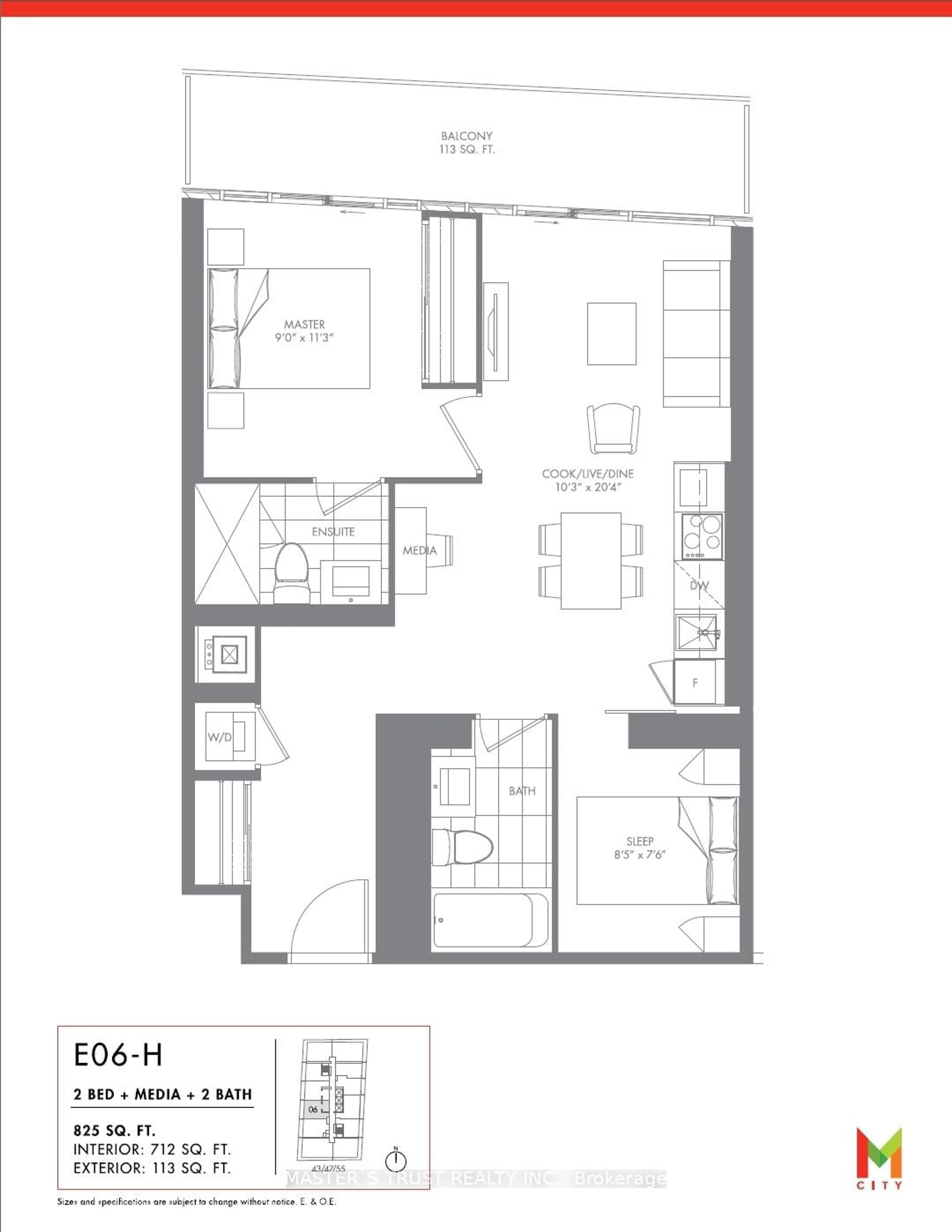 Floor plan for 3900 Confederation Pkwy #5506, Mississauga Ontario L5B 0M3
