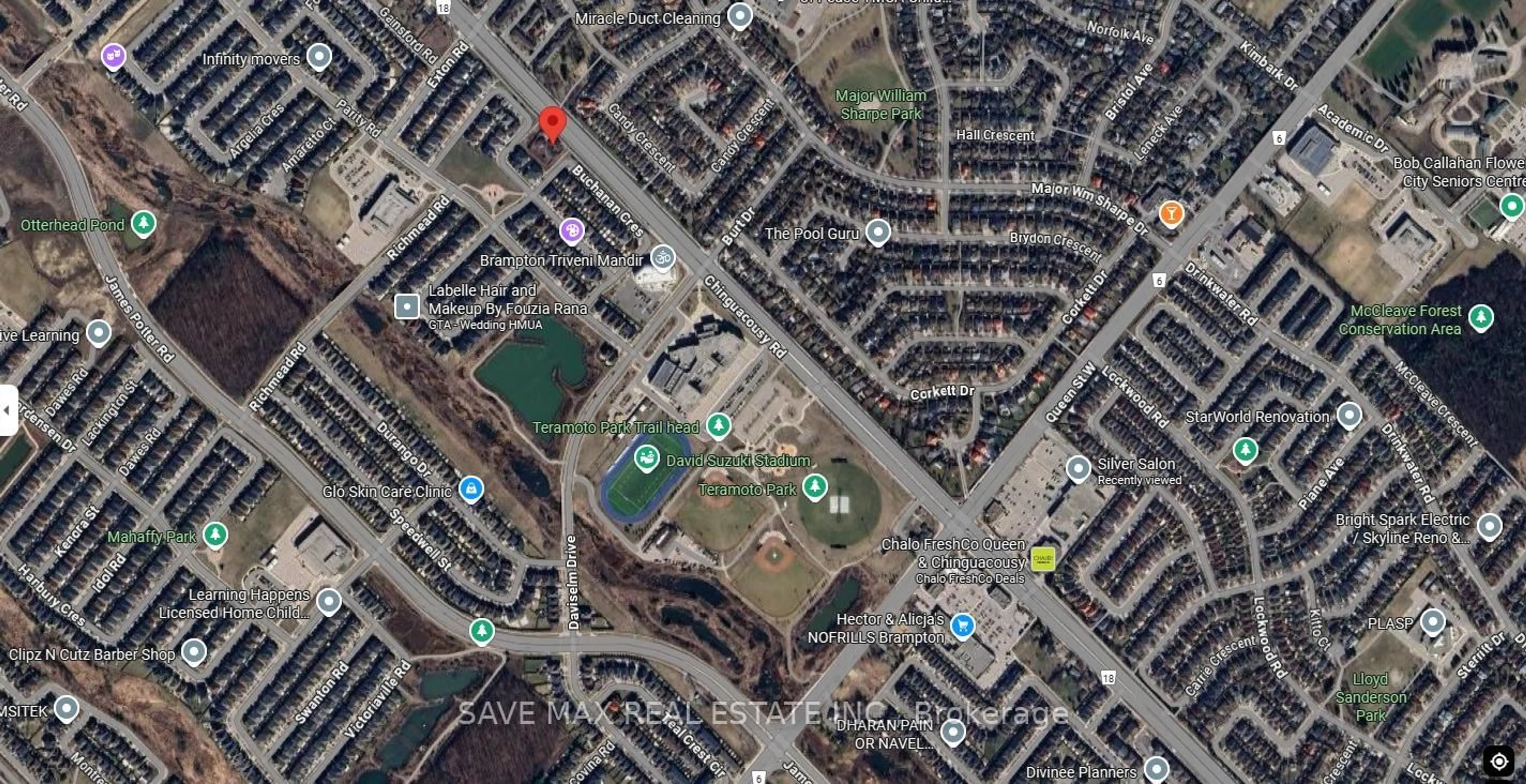 Picture of a map for 9282 Chinguacousy Rd, Brampton Ontario L6X 0E6
