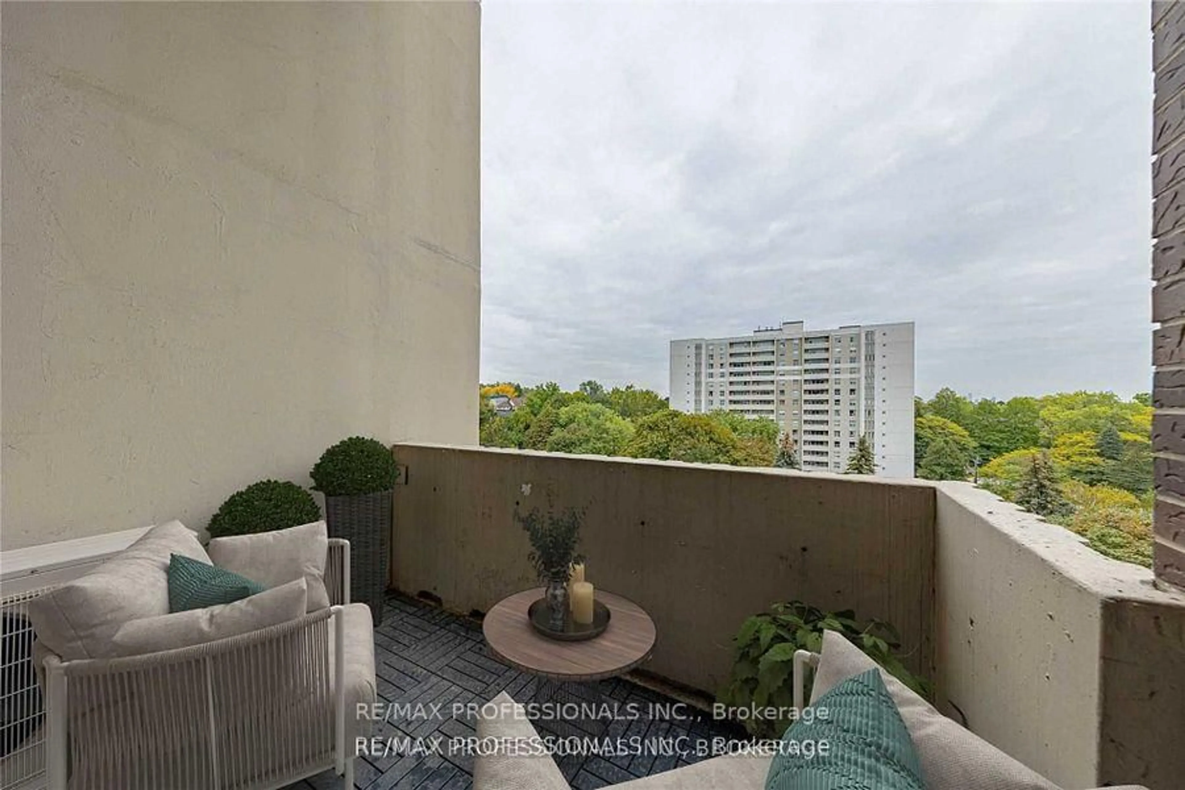 Balcony in the apartment, city buildings view from balcony for 35 Ormskirk Ave #510, Toronto Ontario M6S 1A8