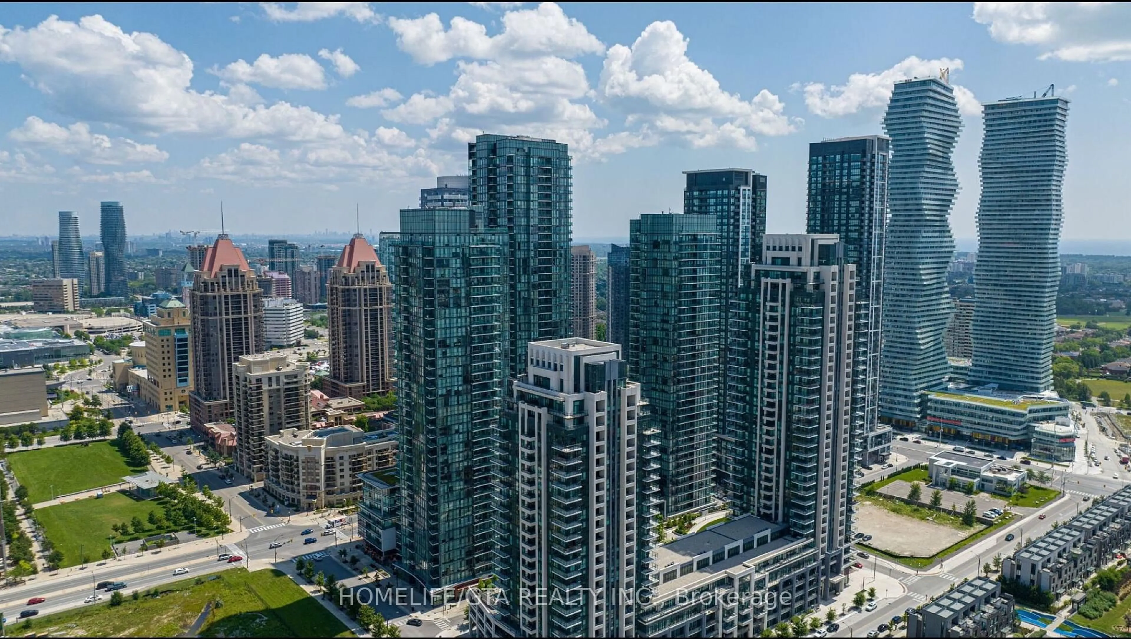 A pic from outside/outdoor area/front of a property/back of a property/a pic from drone, city buildings view from balcony for 510 Curran Pl #3403, Mississauga Ontario L5B 0H4