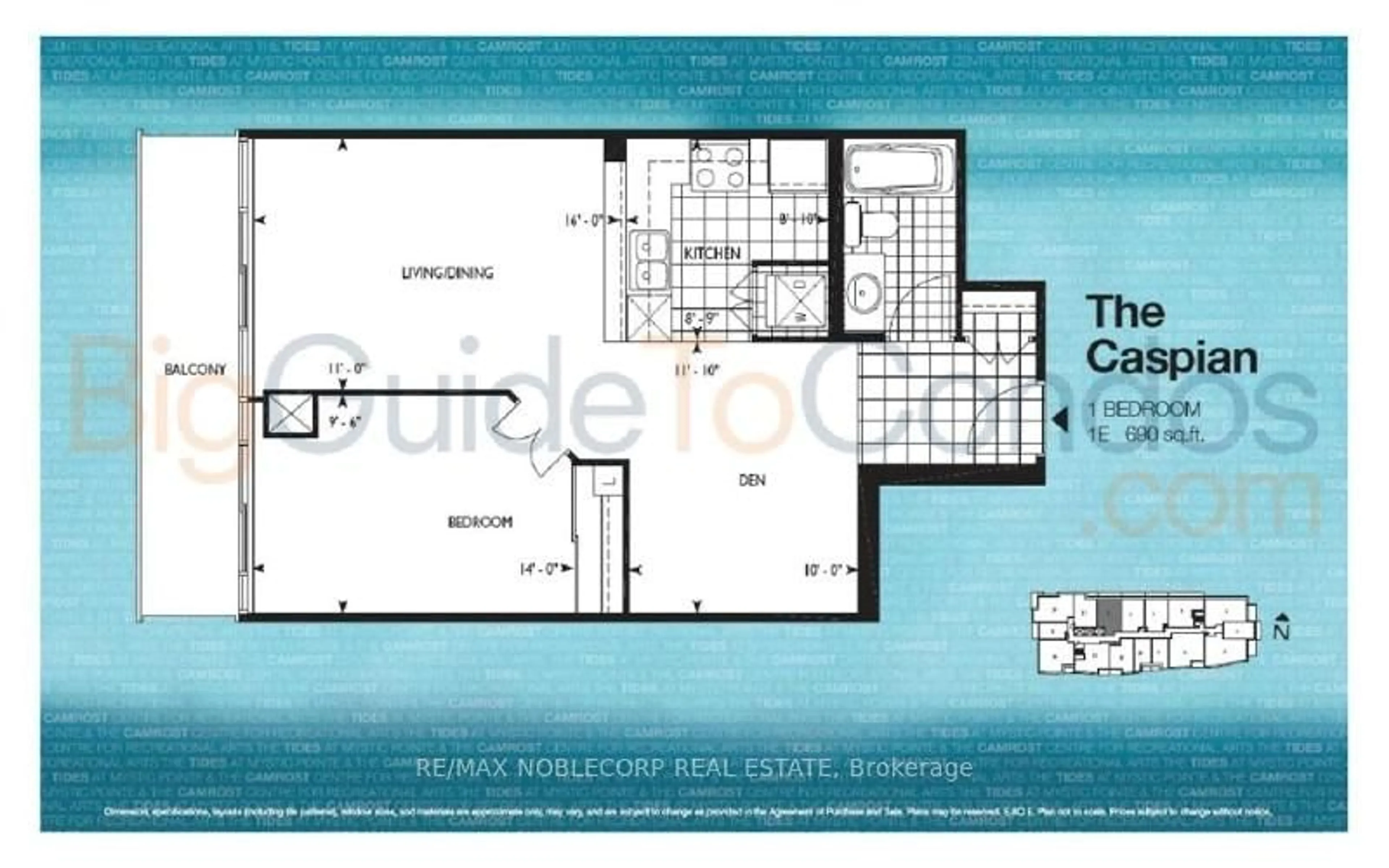 Floor plan for 185 Legion Rd #1403, Toronto Ontario M8Y 0A1