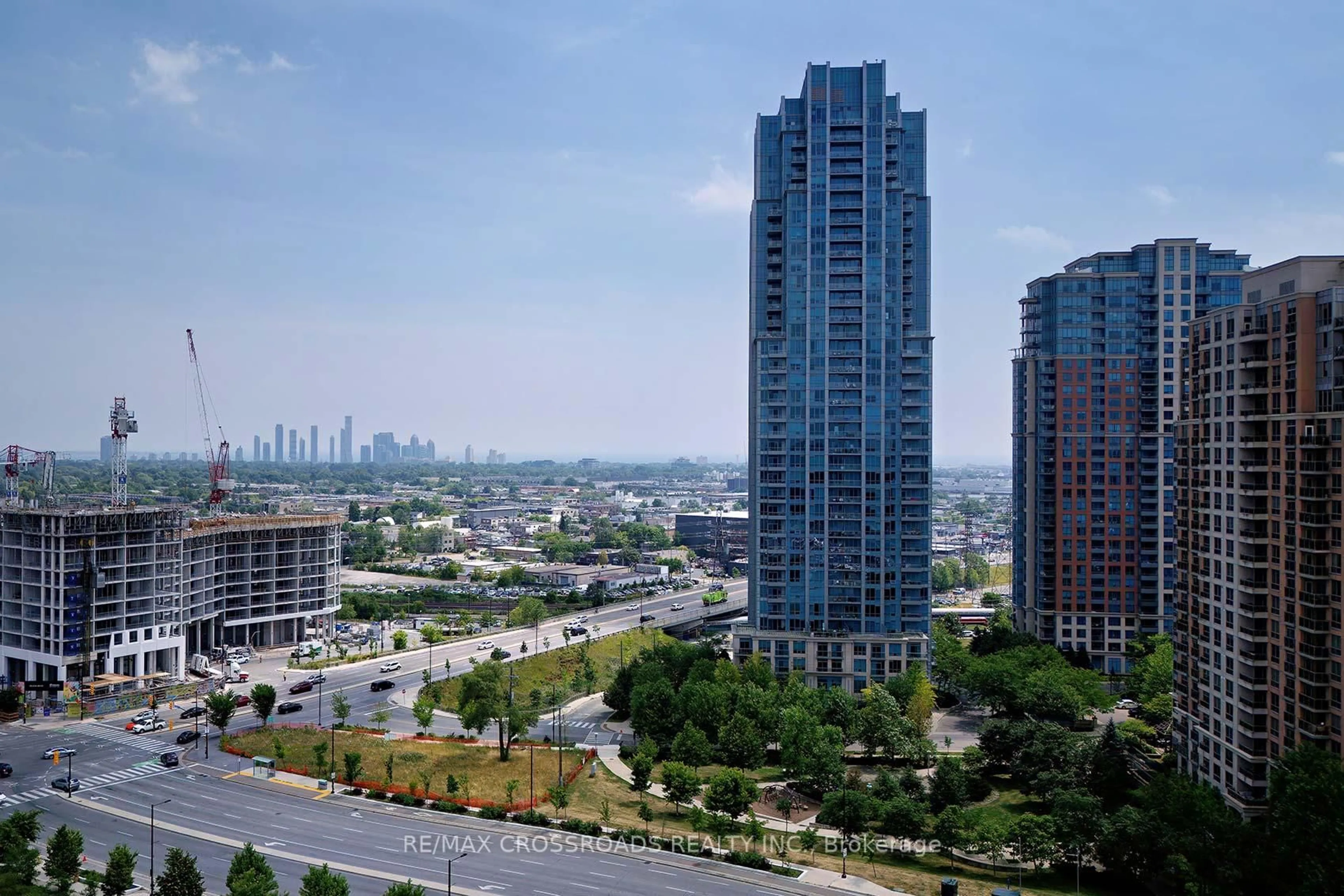 A pic from outside/outdoor area/front of a property/back of a property/a pic from drone, city buildings view from balcony for 15 Viking Lane #1406, Toronto Ontario M9B 0A4