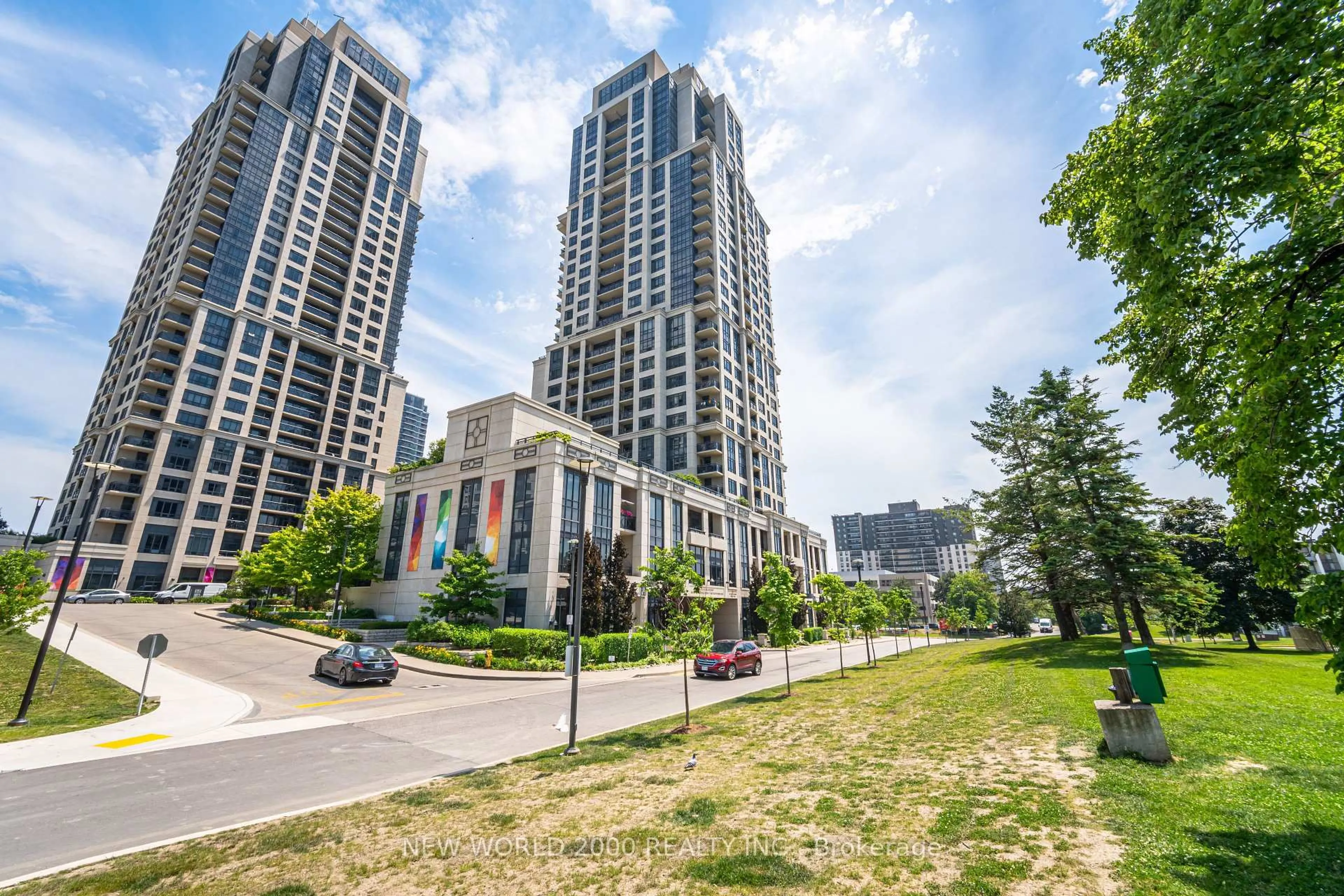 Patio, city buildings view from balcony for 6 Eva Rd #708, Toronto Ontario M9C 0B1