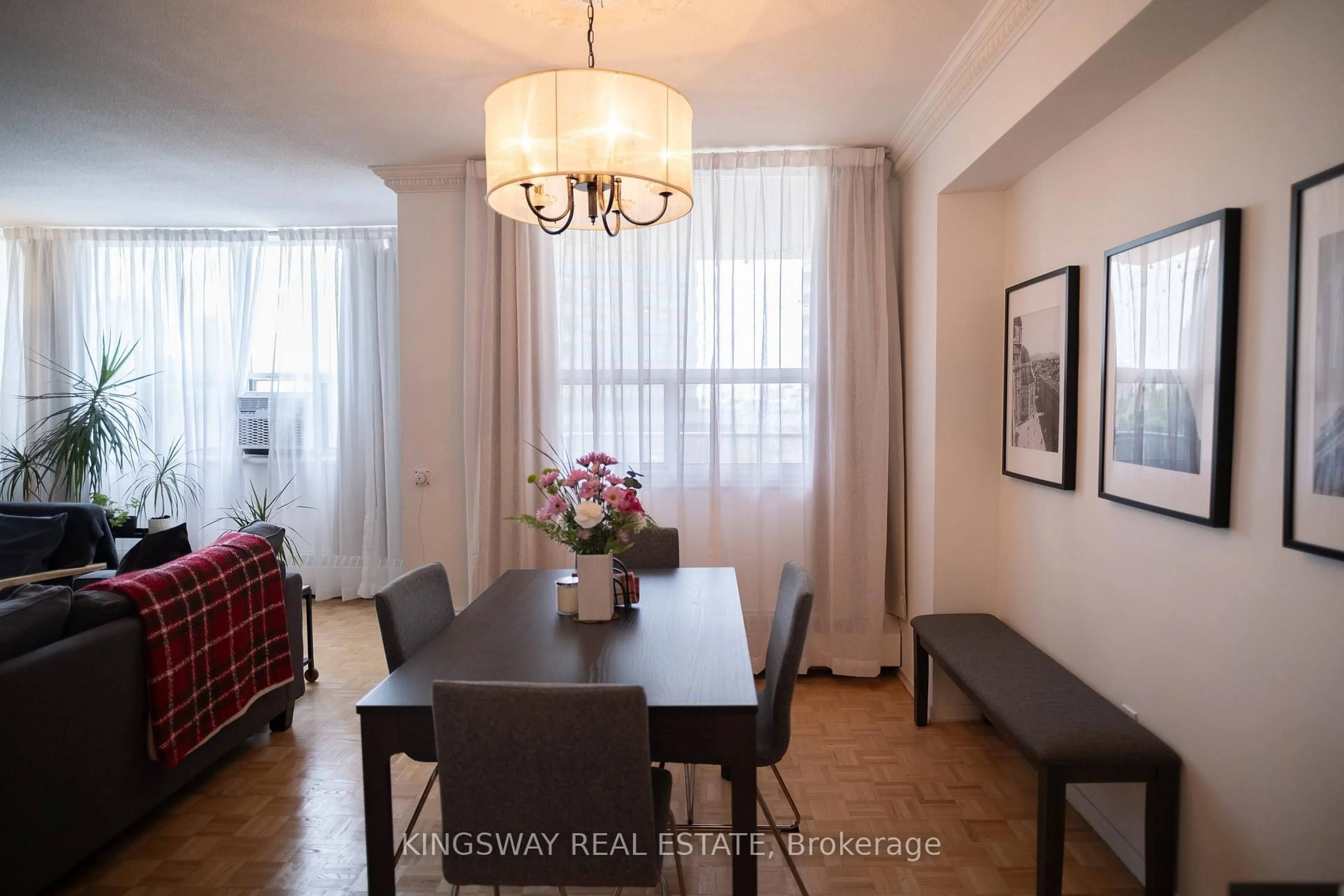 Dining room, wood/laminate floor for 451 The West Mall Dr #518, Toronto Ontario M9C 1G1