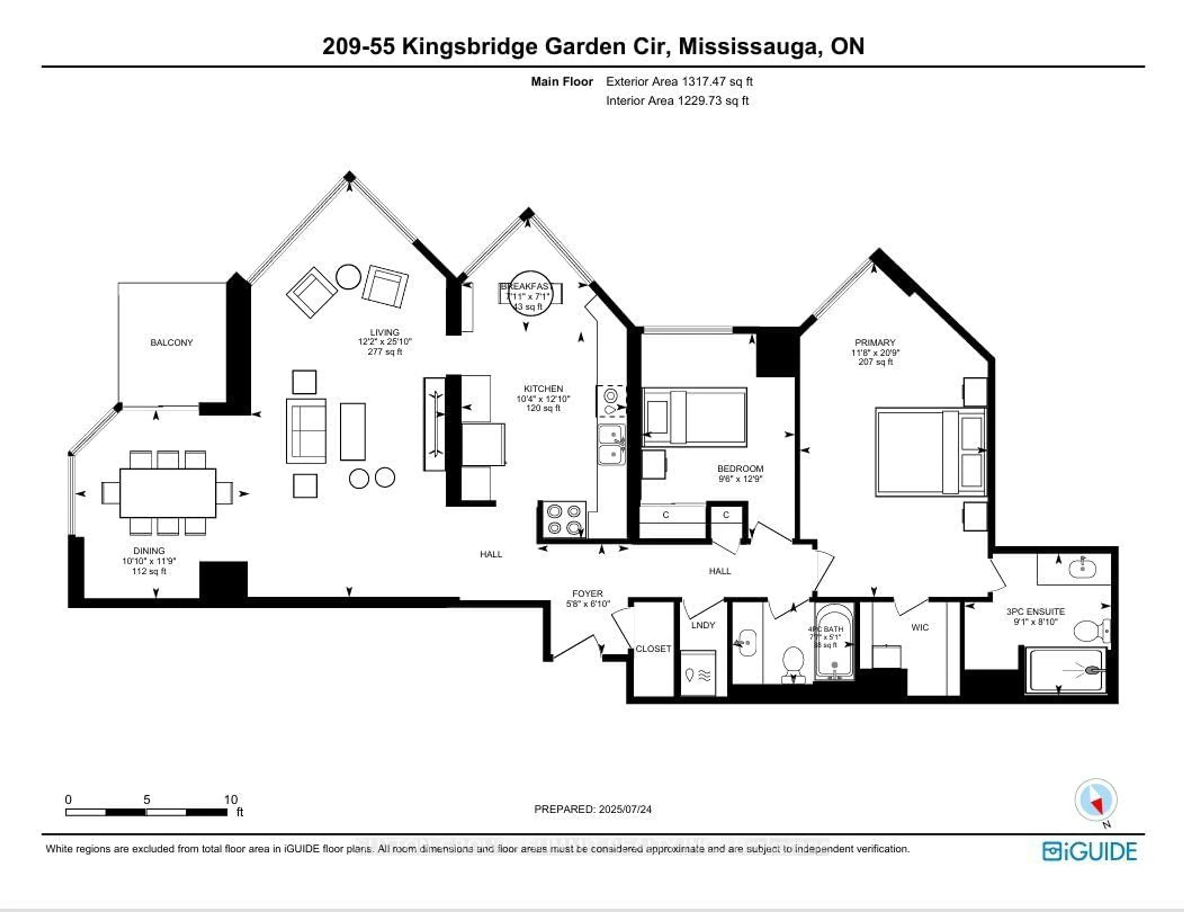 Floor plan for 55 Kingsbridge Garden Circ #209, Mississauga Ontario L5R 1Y1