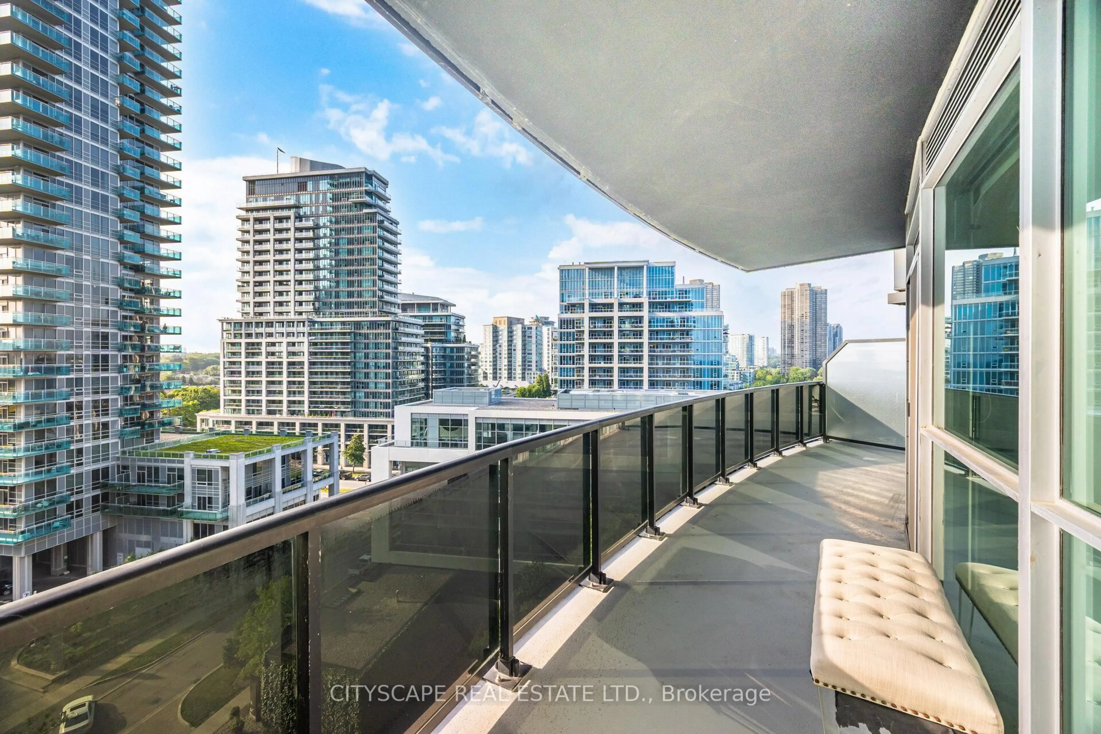 Balcony in the apartment, city buildings view from balcony for 80 Marine Parade Dr #808, Toronto Ontario M8V 0A3