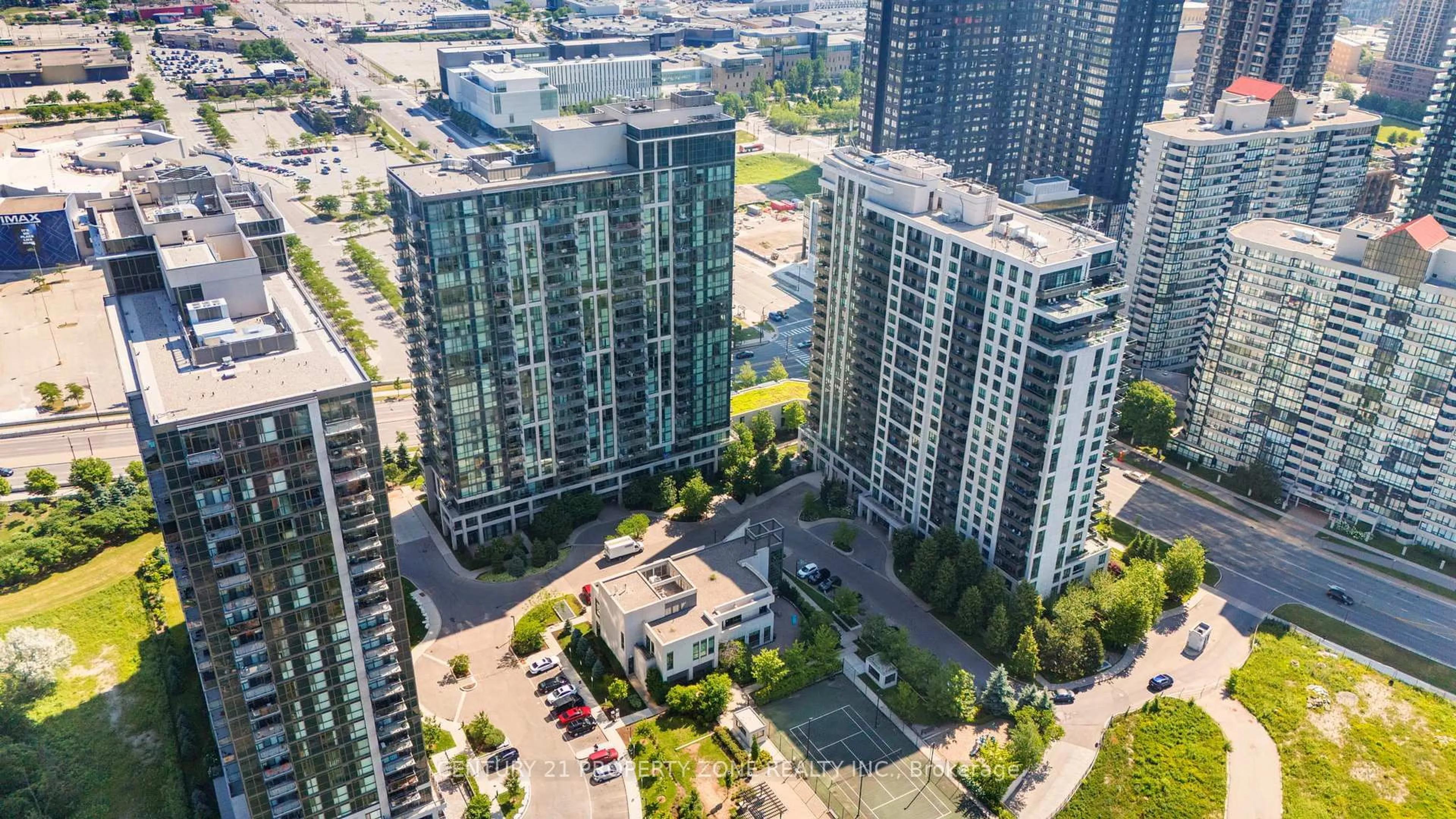 A pic from outside/outdoor area/front of a property/back of a property/a pic from drone, city buildings view from balcony for 339 Rathburn Rd ##506, Mississauga Ontario L5B 0K6