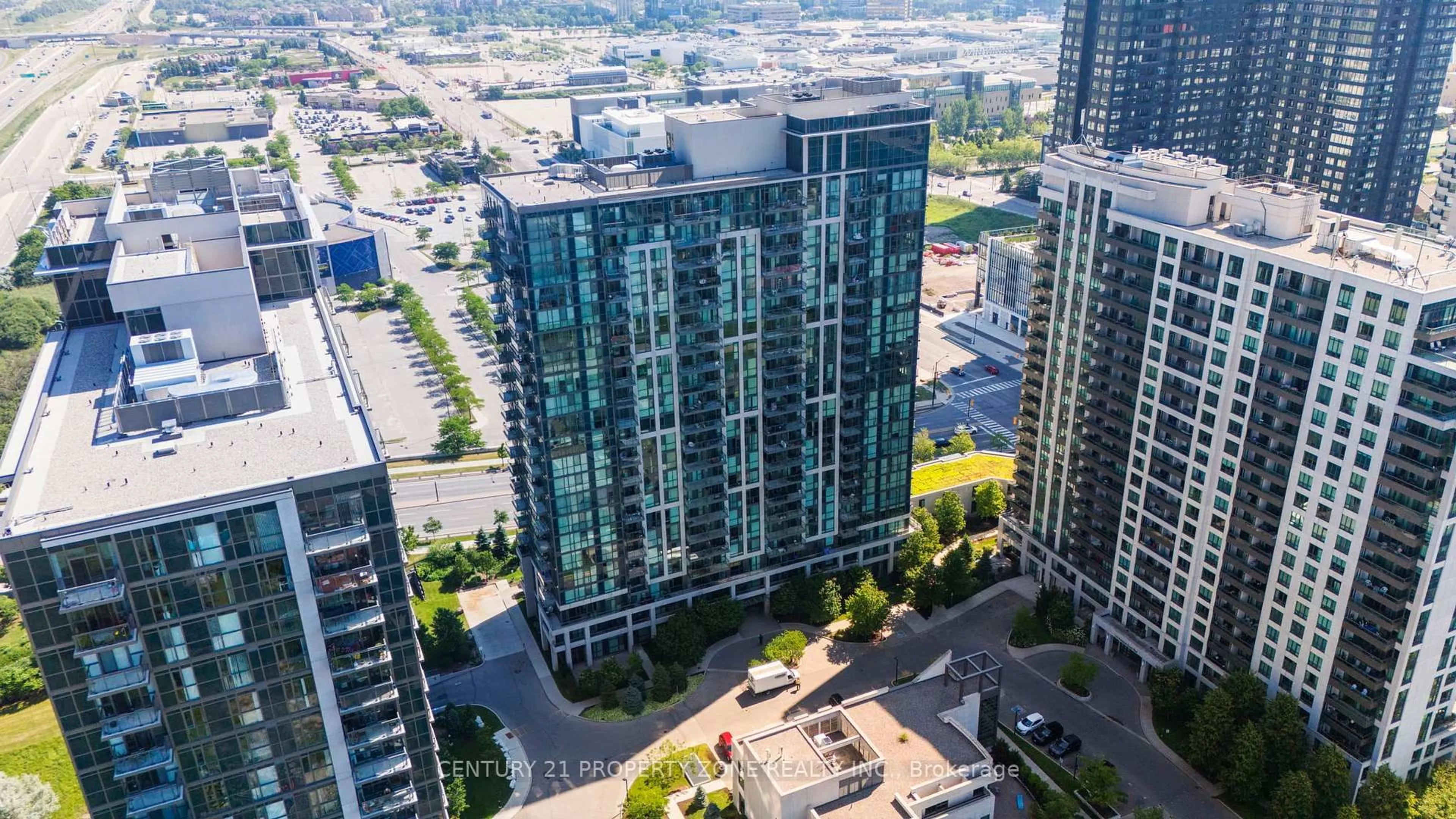 A pic from outside/outdoor area/front of a property/back of a property/a pic from drone, city buildings view from balcony for 339 Rathburn Rd ##506, Mississauga Ontario L5B 0K6