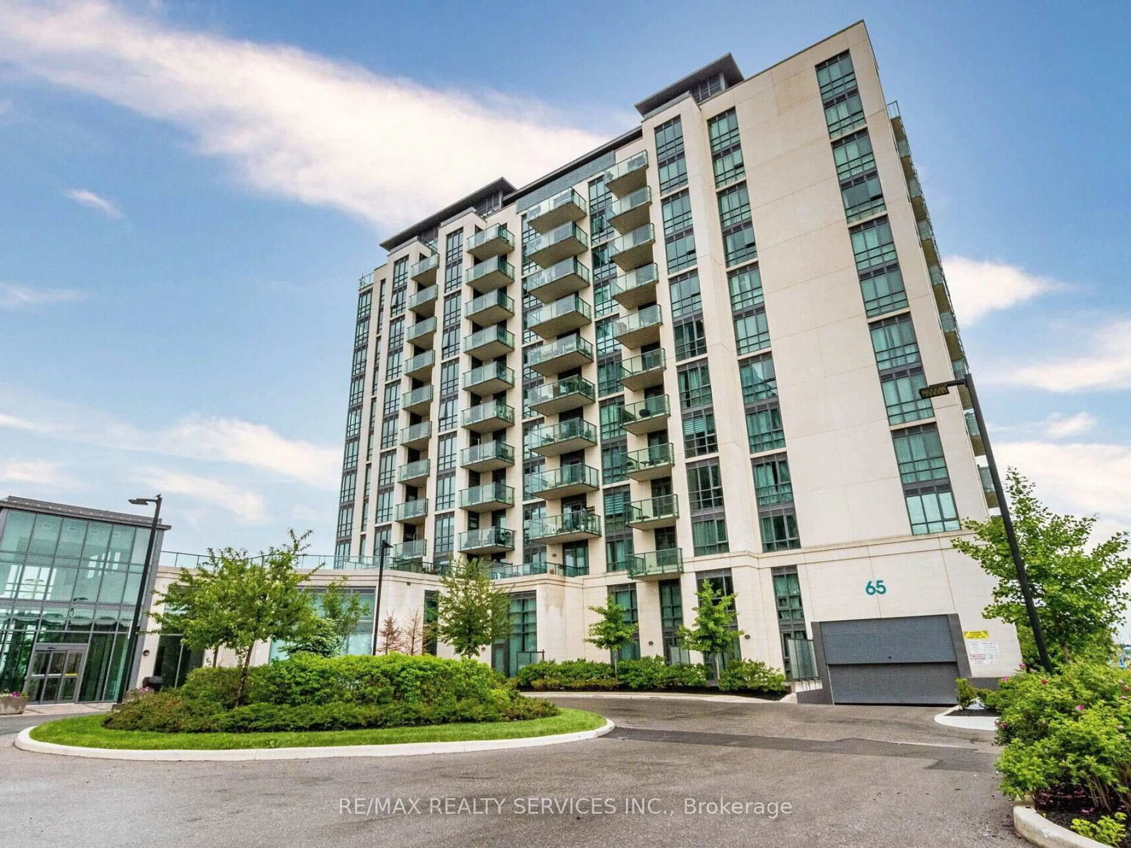 A pic from outside/outdoor area/front of a property/back of a property/a pic from drone, building for 65 Yorkland Blvd #407, Brampton Ontario L4C 9Z4
