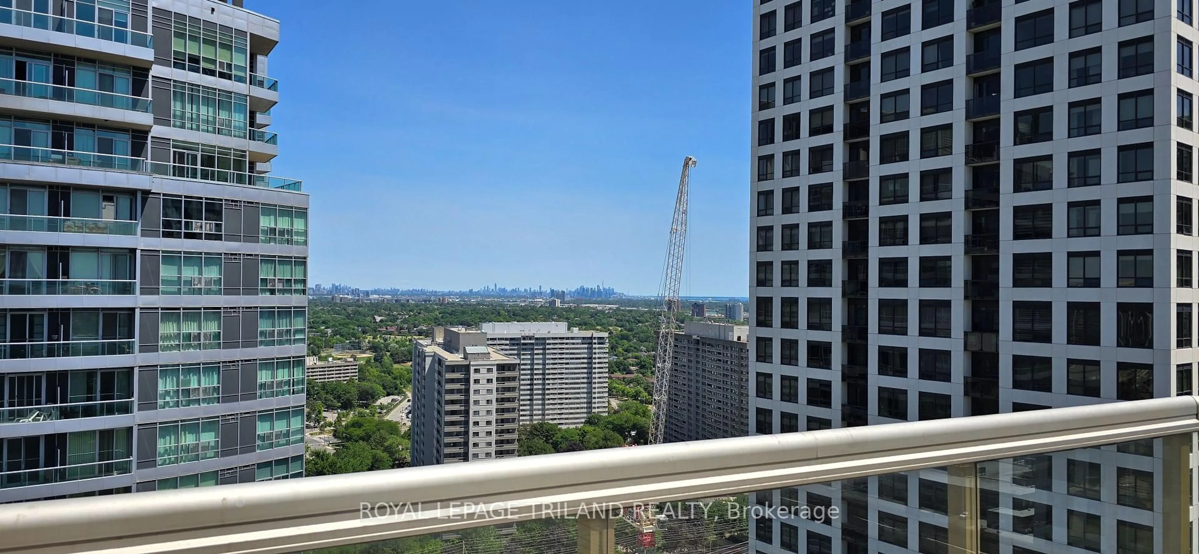 Balcony in the apartment, city buildings view from balcony for 55 Elm Dr #711, Mississauga Ontario L5B 3Z3