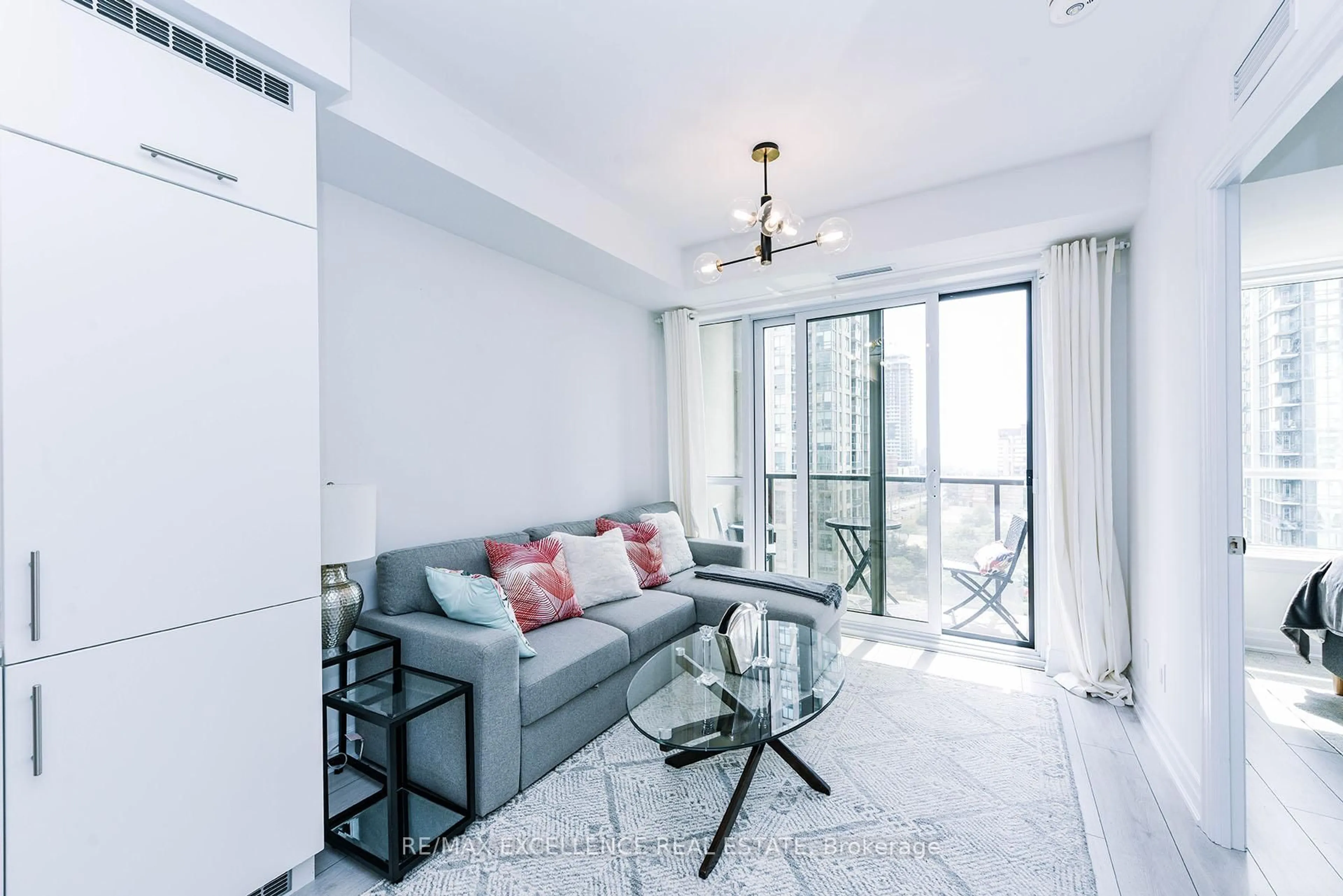 Living room with furniture, unknown for 30 Elm Dr #805, Mississauga Ontario L5B 0N6