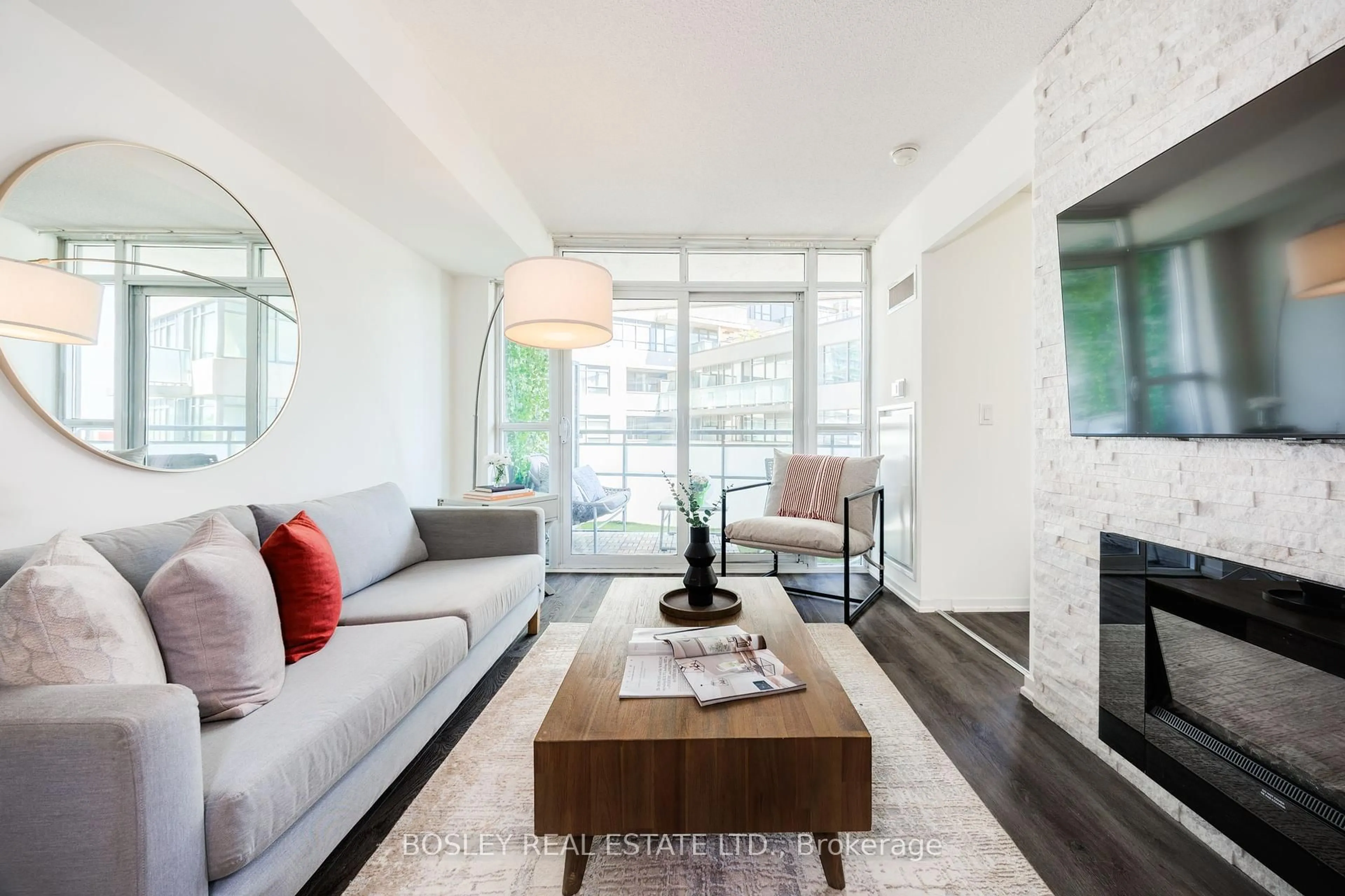 Living room with furniture, unknown for 38 Joe Shuster Way #604, Toronto Ontario M6K 0A5