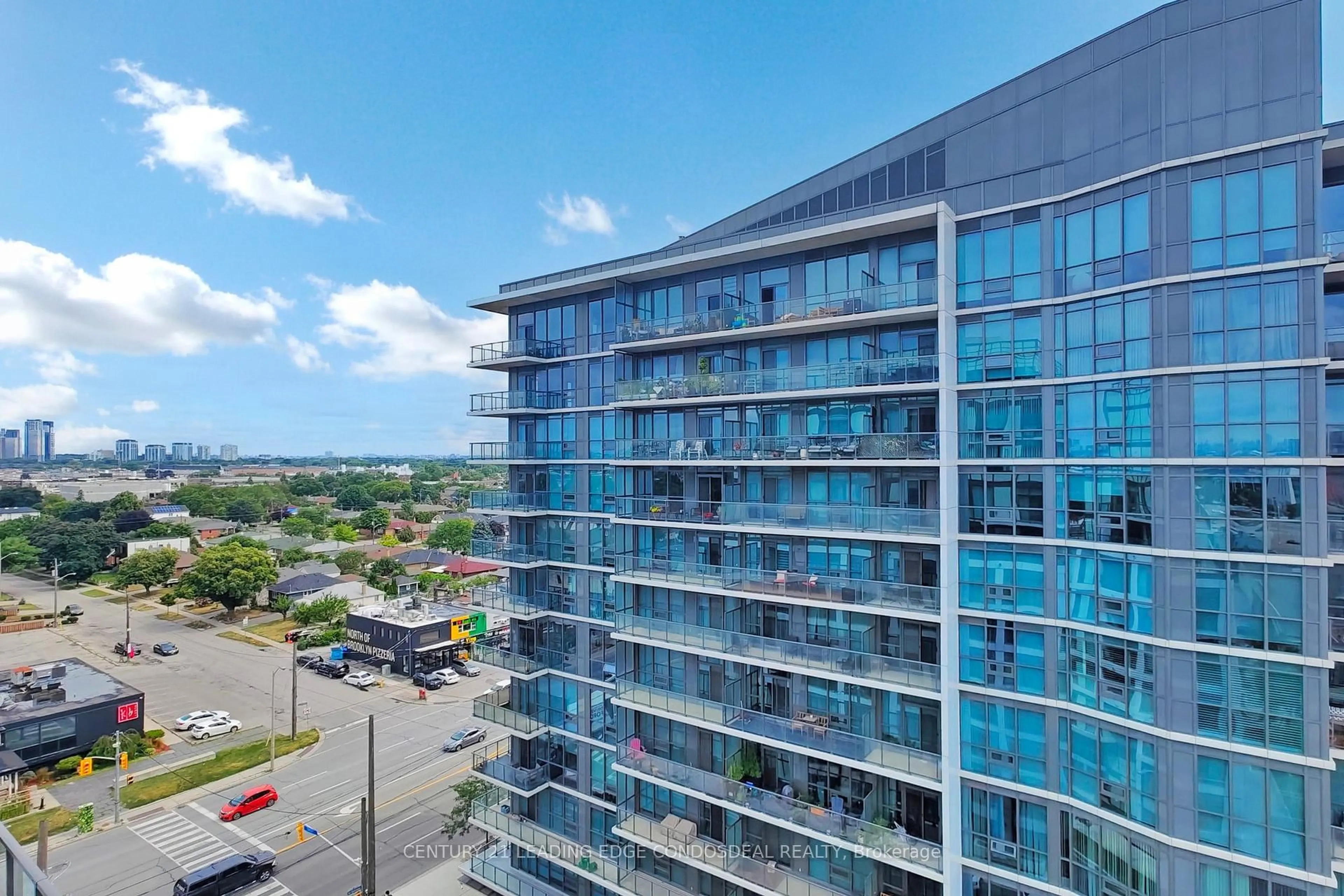 A pic from outside/outdoor area/front of a property/back of a property/a pic from drone, city buildings view from balcony for 1195 The Queensway St #907, Toronto Ontario M8Z 0H1