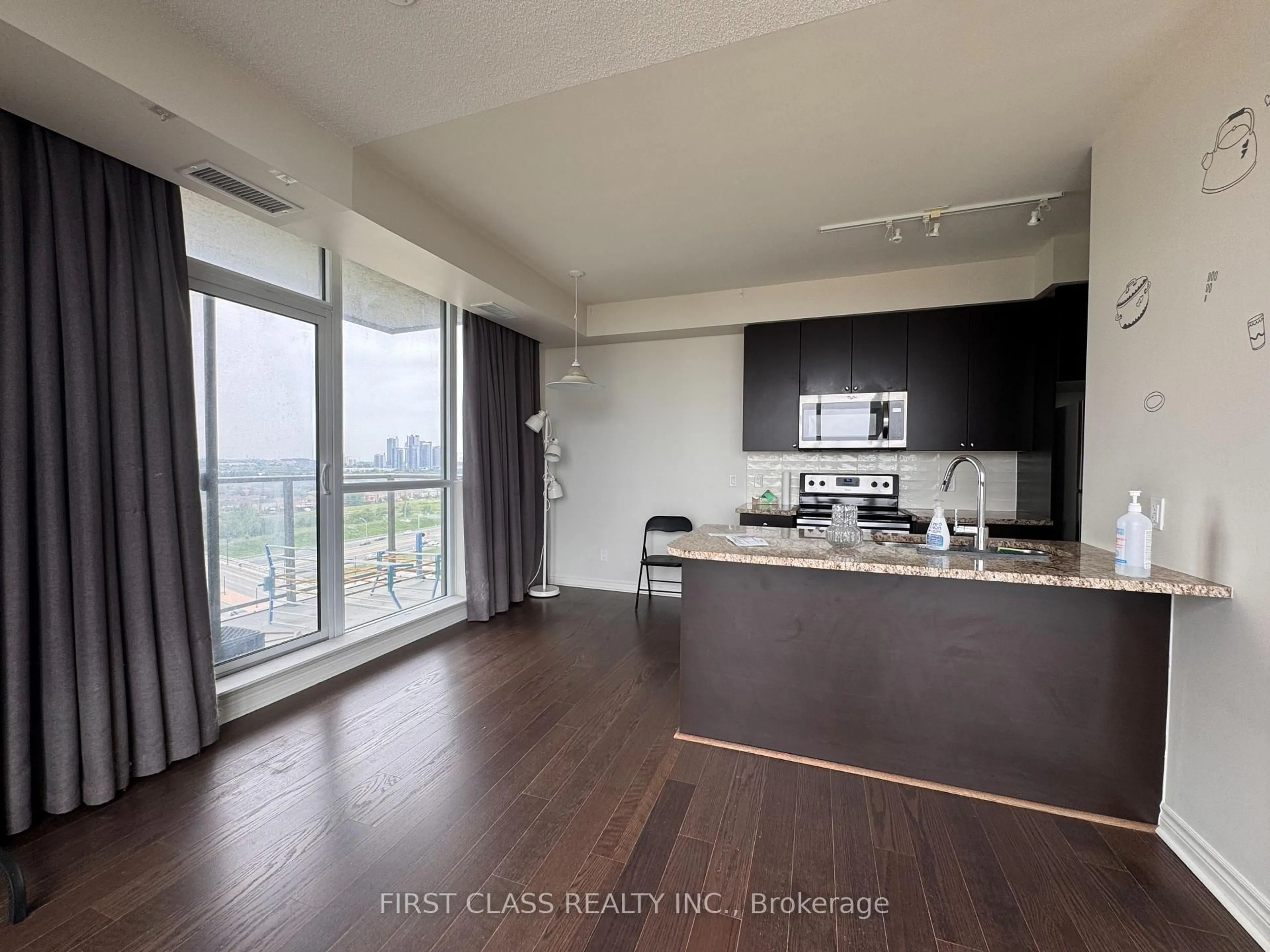 Open concept kitchen, wood/laminate floor for 339 Rathburn Rd #1615, Mississauga Ontario L5B 0C8