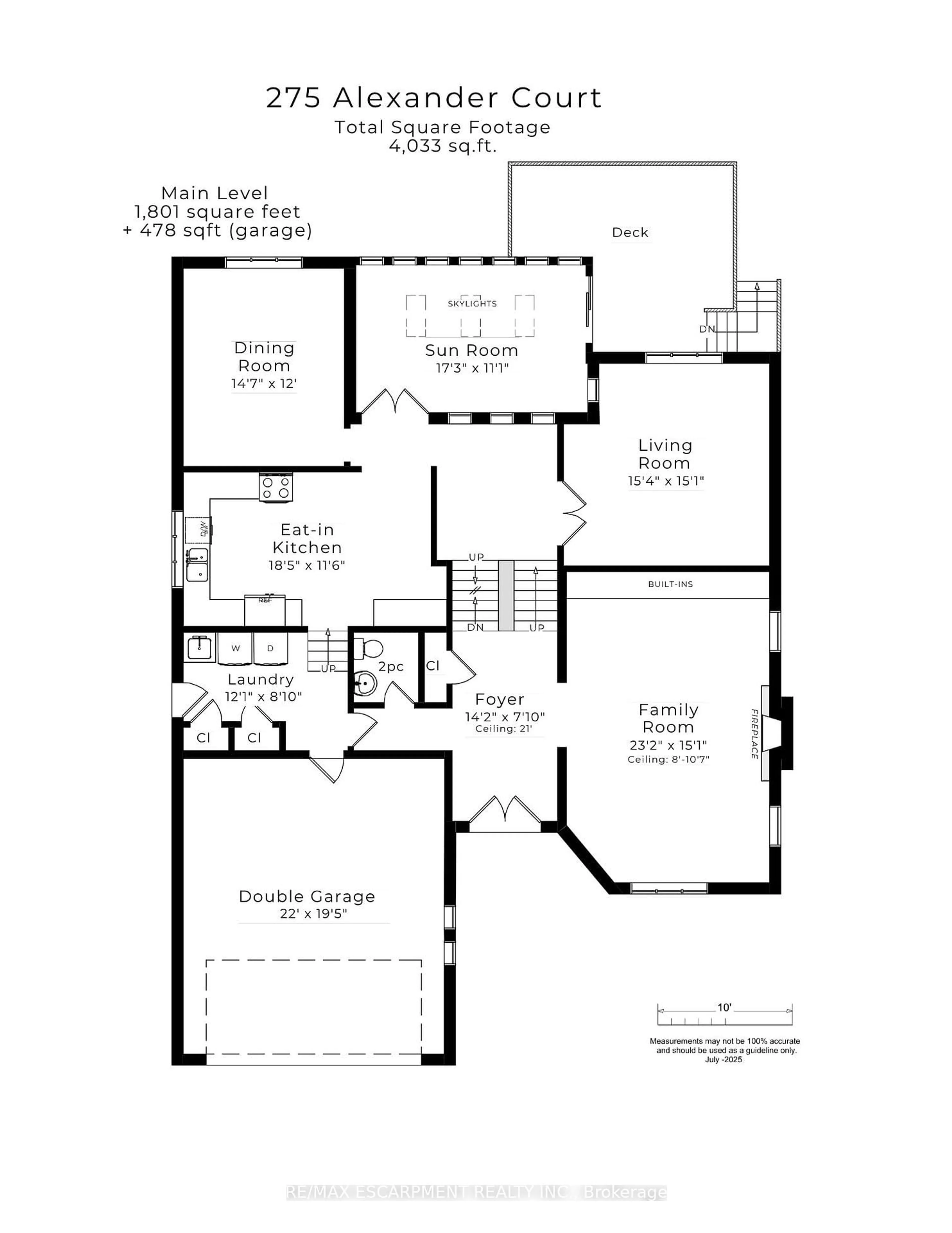 Floor plan for 275 Alexander Crt, Burlington Ontario L7R 4G1