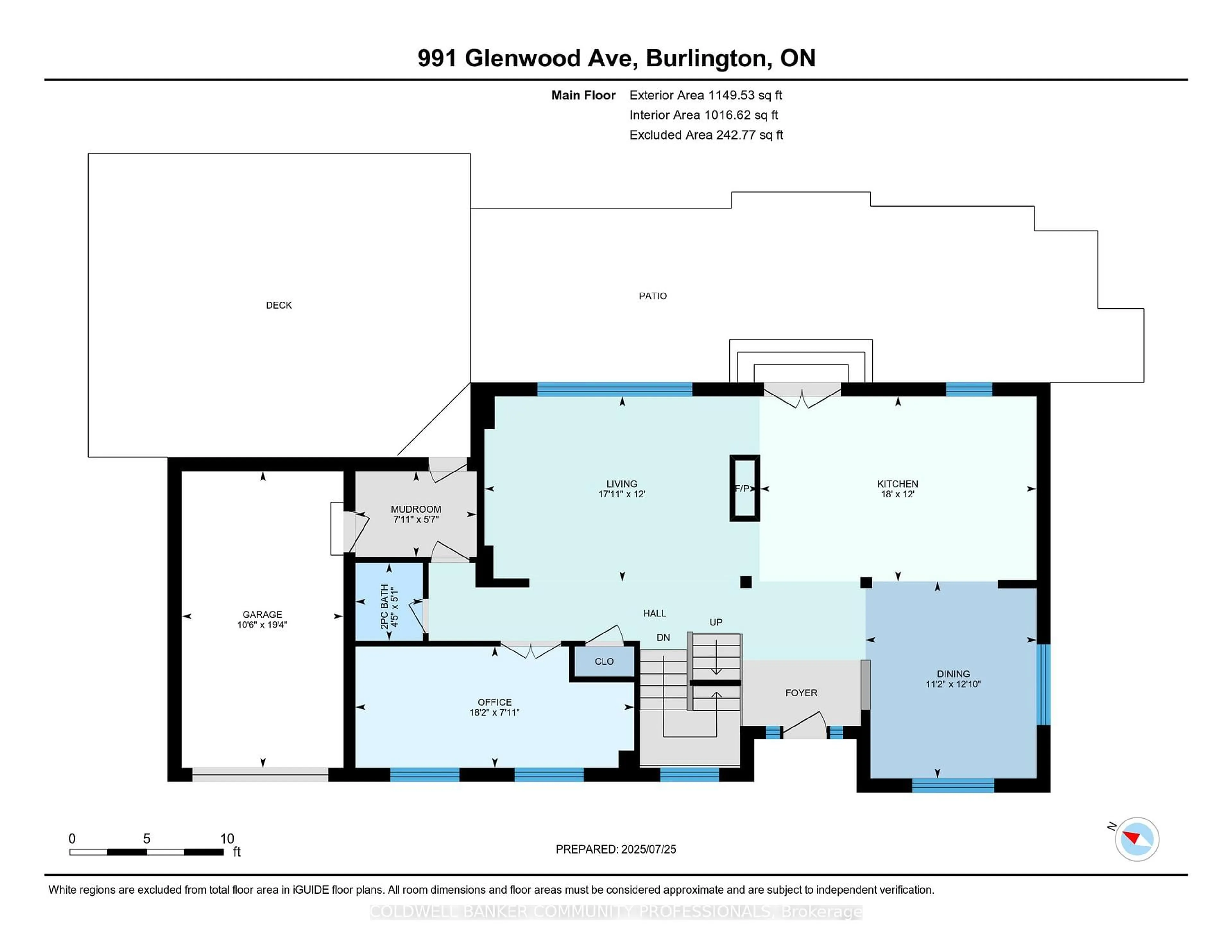 Floor plan for 991 Glenwood Ave, Burlington Ontario L7T 2K1