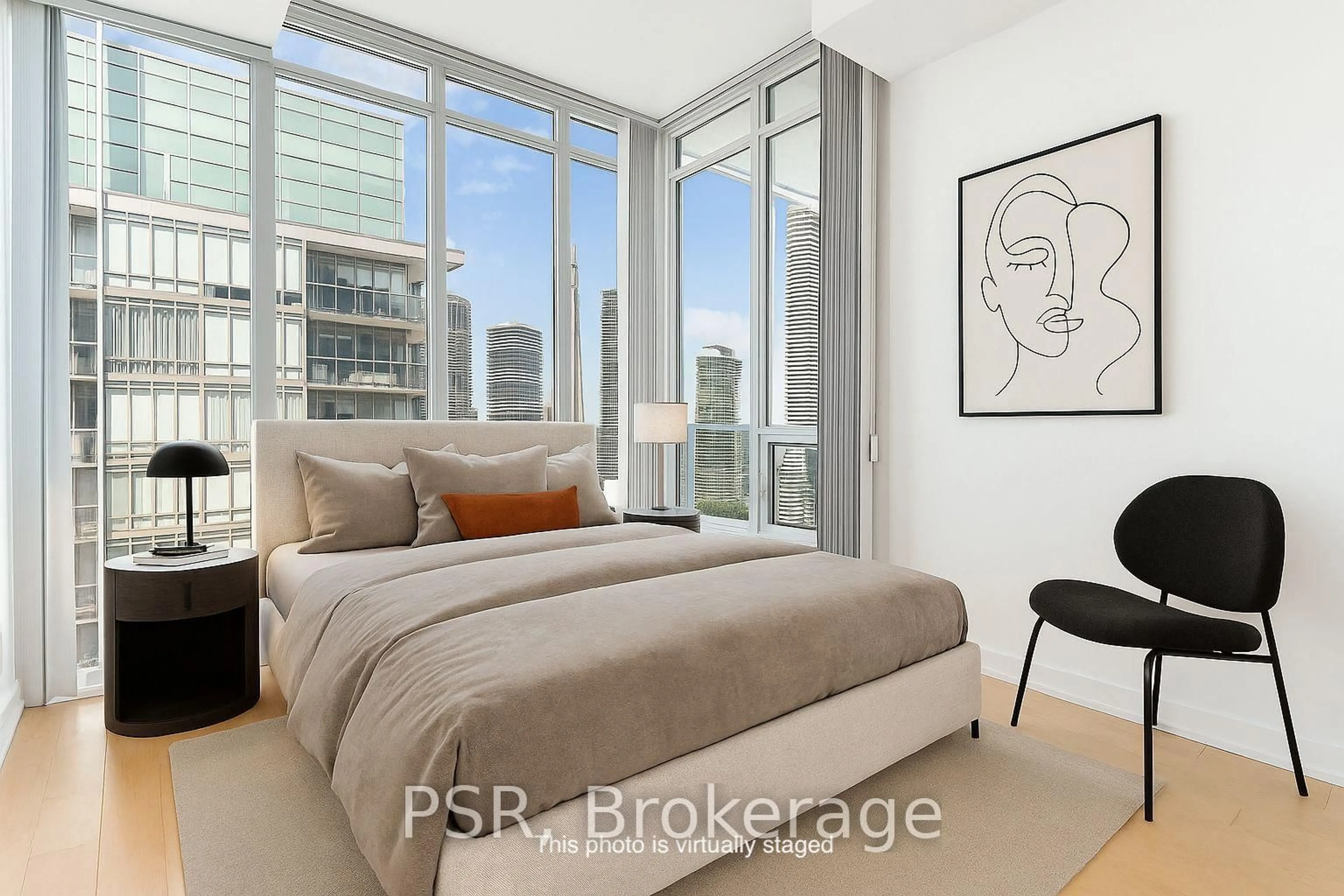 Bedroom with bed, unknown for 88 Park Lawn Rd #2906, Toronto Ontario M8Y 0B5