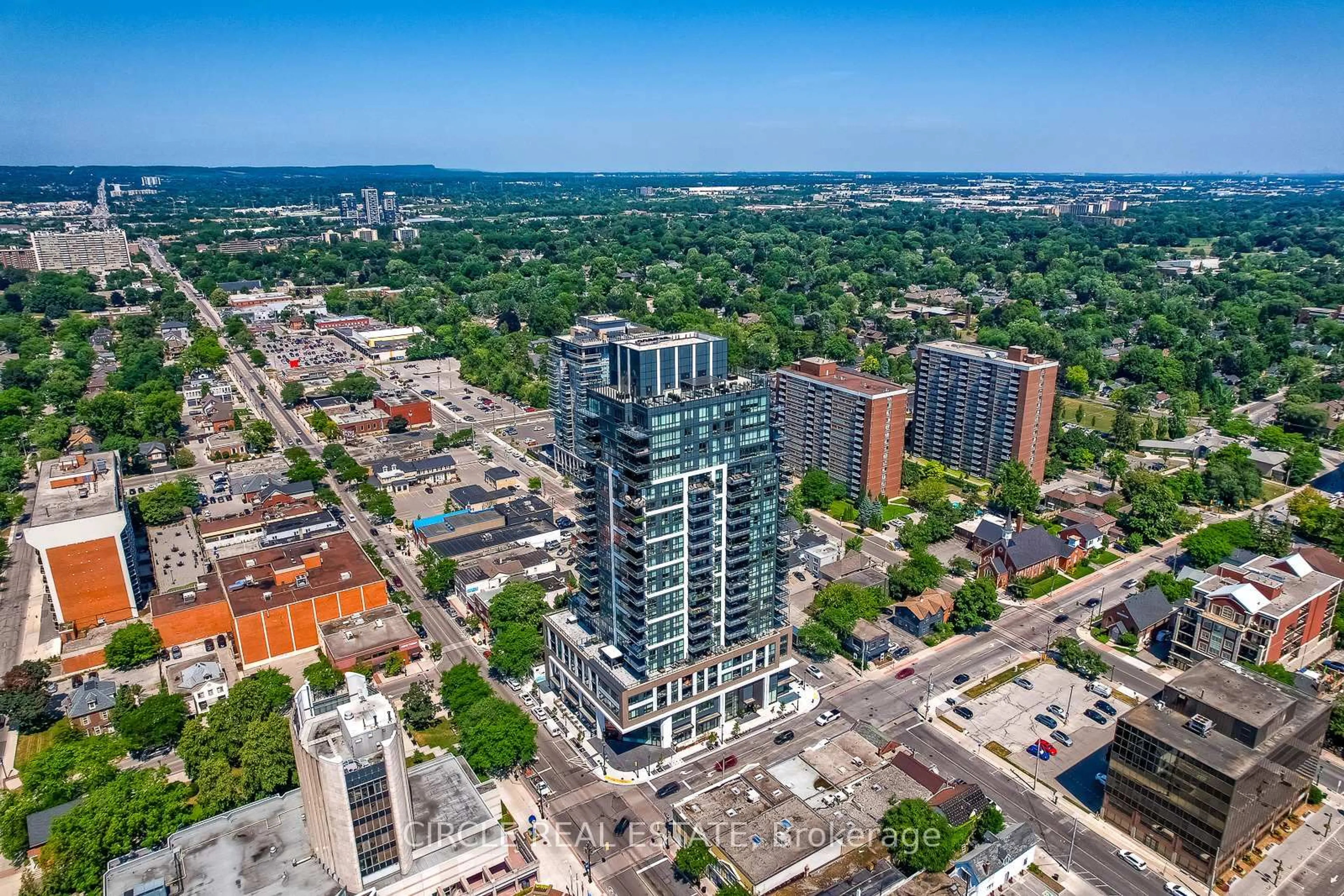 A pic from outside/outdoor area/front of a property/back of a property/a pic from drone, city buildings view from balcony for 2007 James St #603, Burlington Ontario L7R 1H1