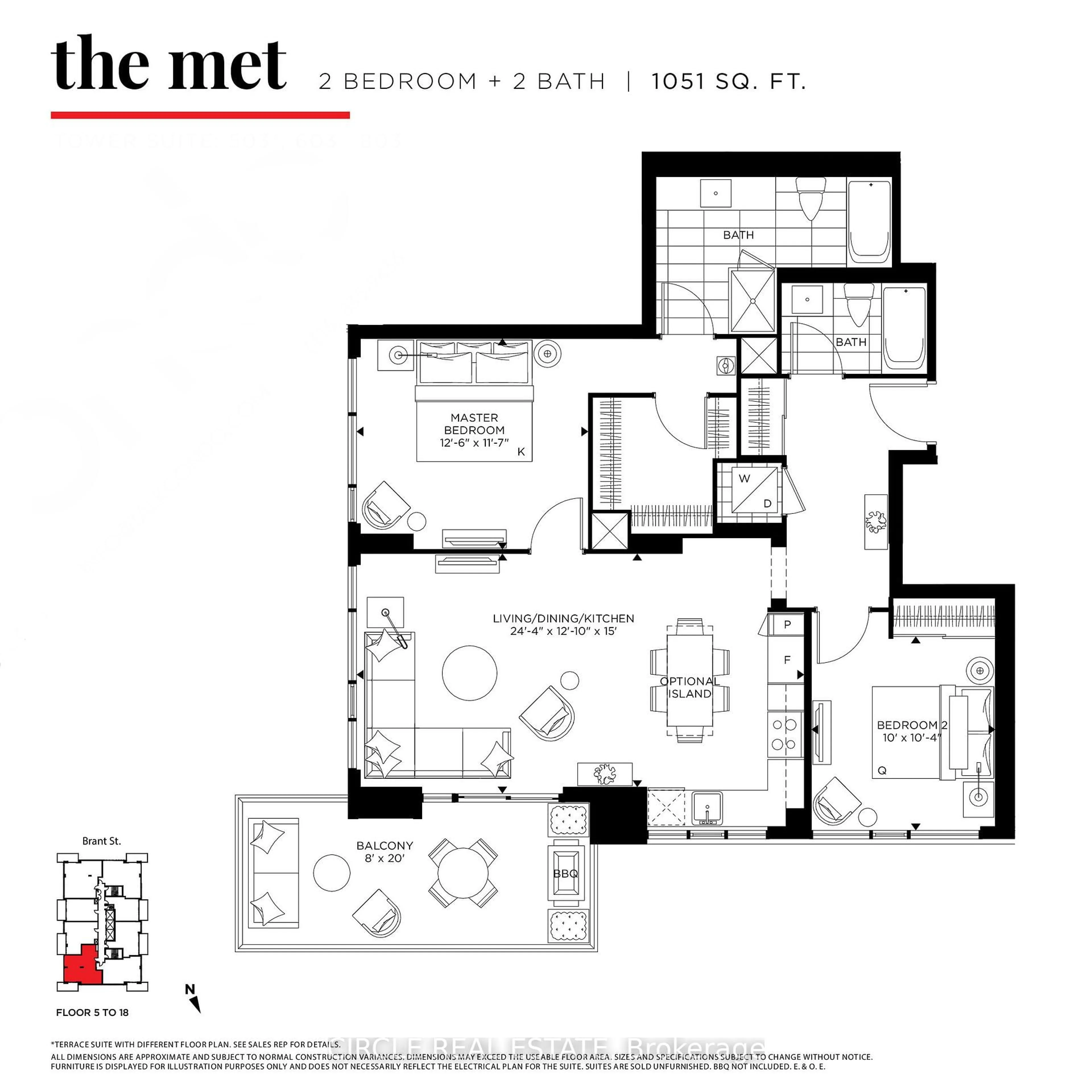 Floor plan for 2007 James St #603, Burlington Ontario L7R 1H1