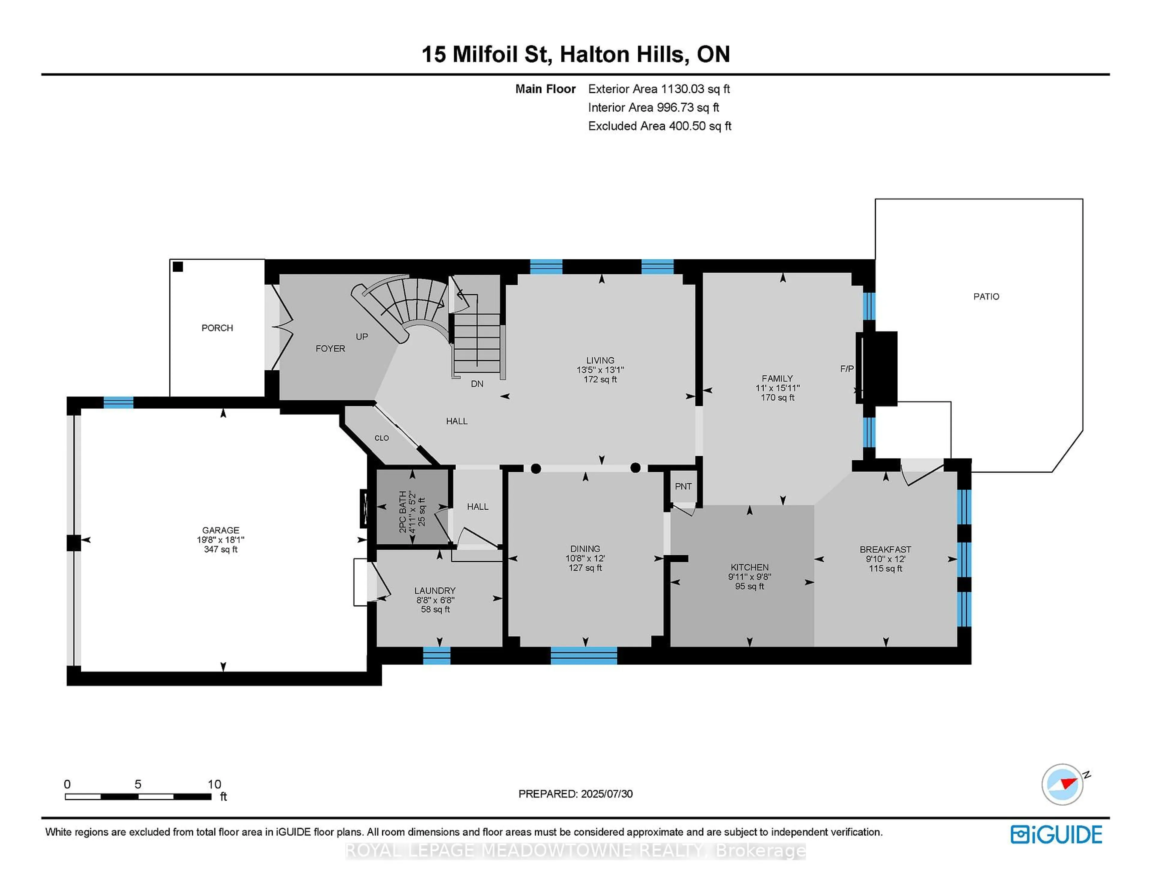 Floor plan for 15 Milfoil St, Halton Hills Ontario L7G 6L9