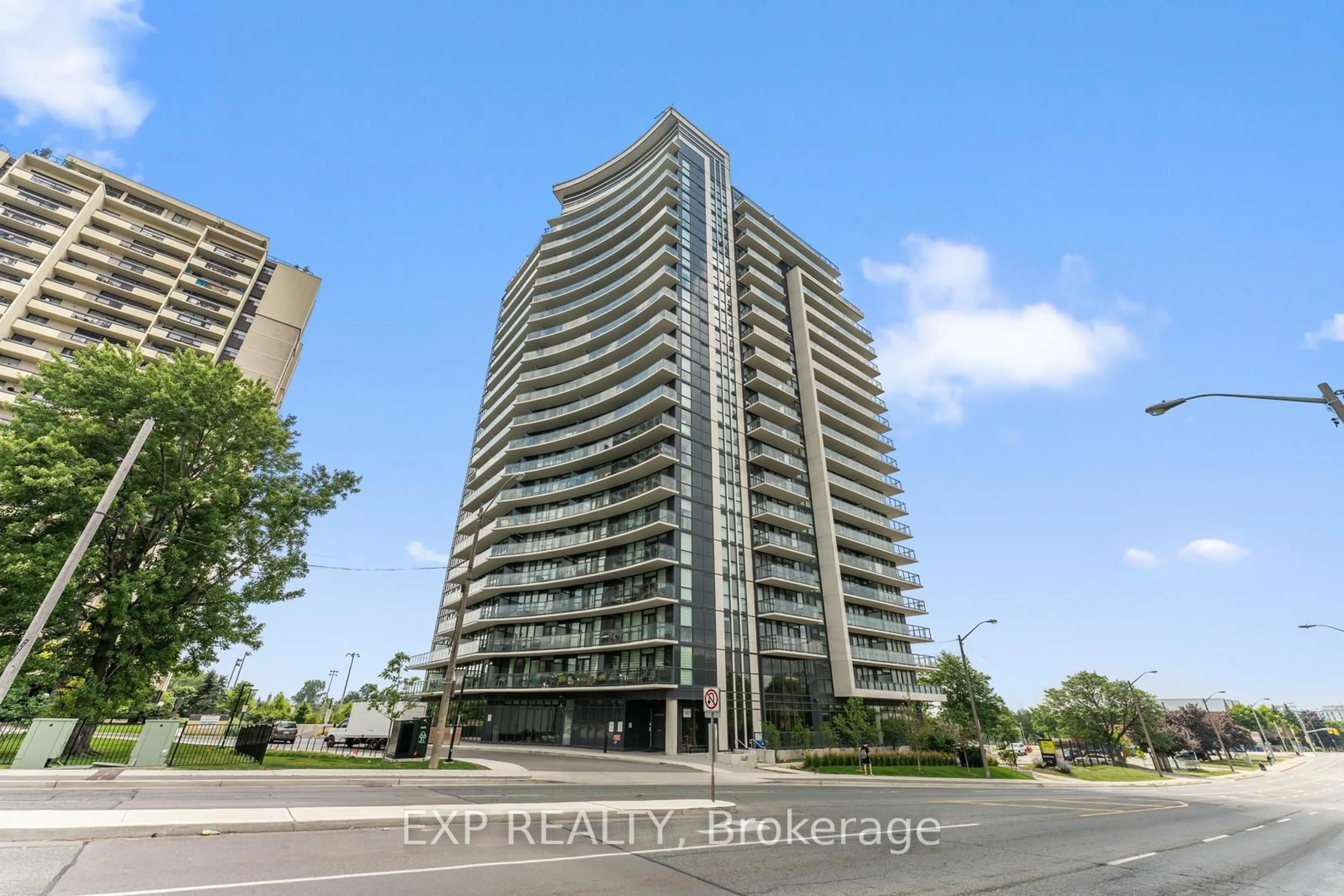 A pic from outside/outdoor area/front of a property/back of a property/a pic from drone, building for 1461 Lawrence Ave #1205, Toronto Ontario M6L 0A6