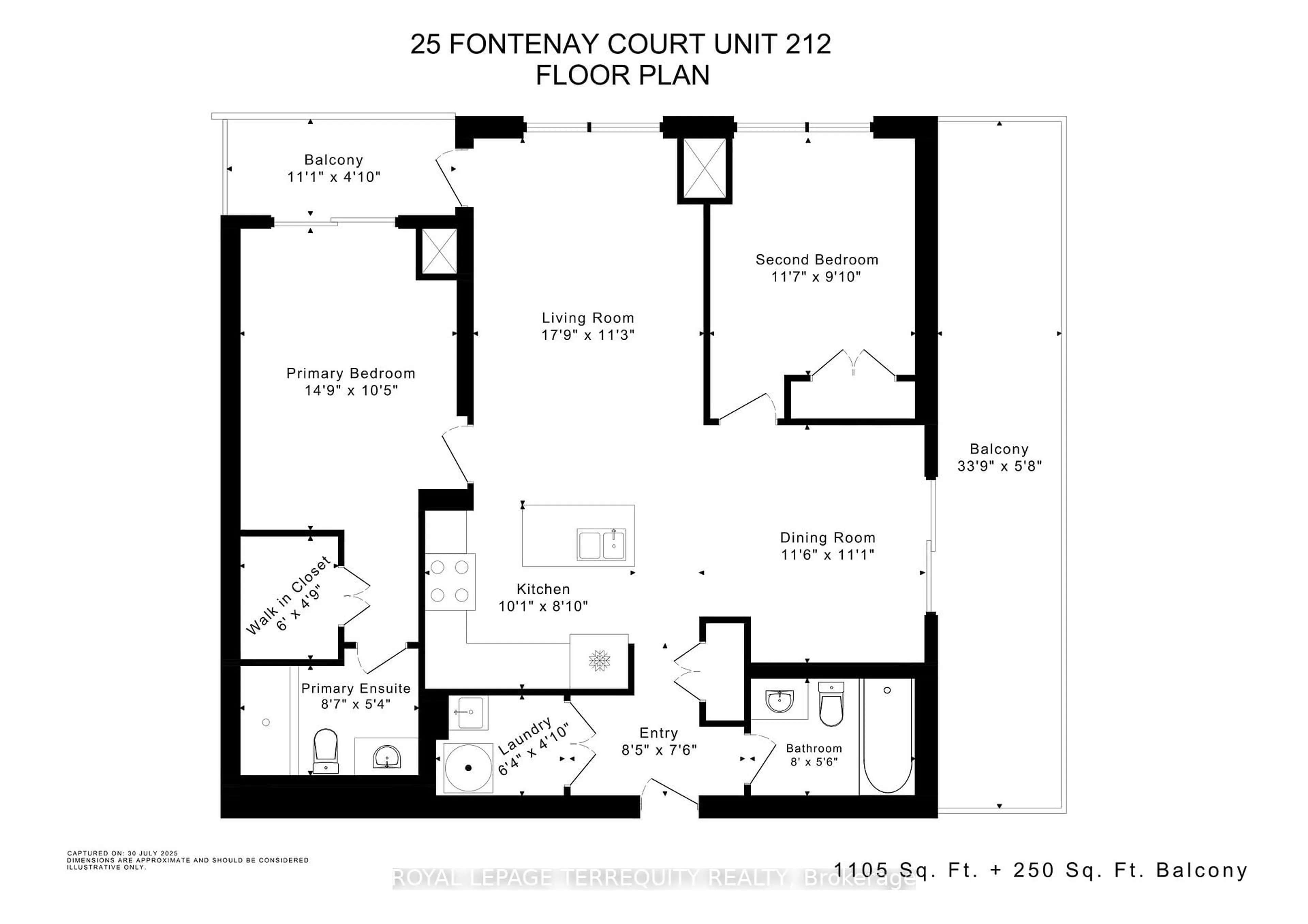 Floor plan for 25 Fontenay Crt #212, Toronto Ontario M9A 0C4