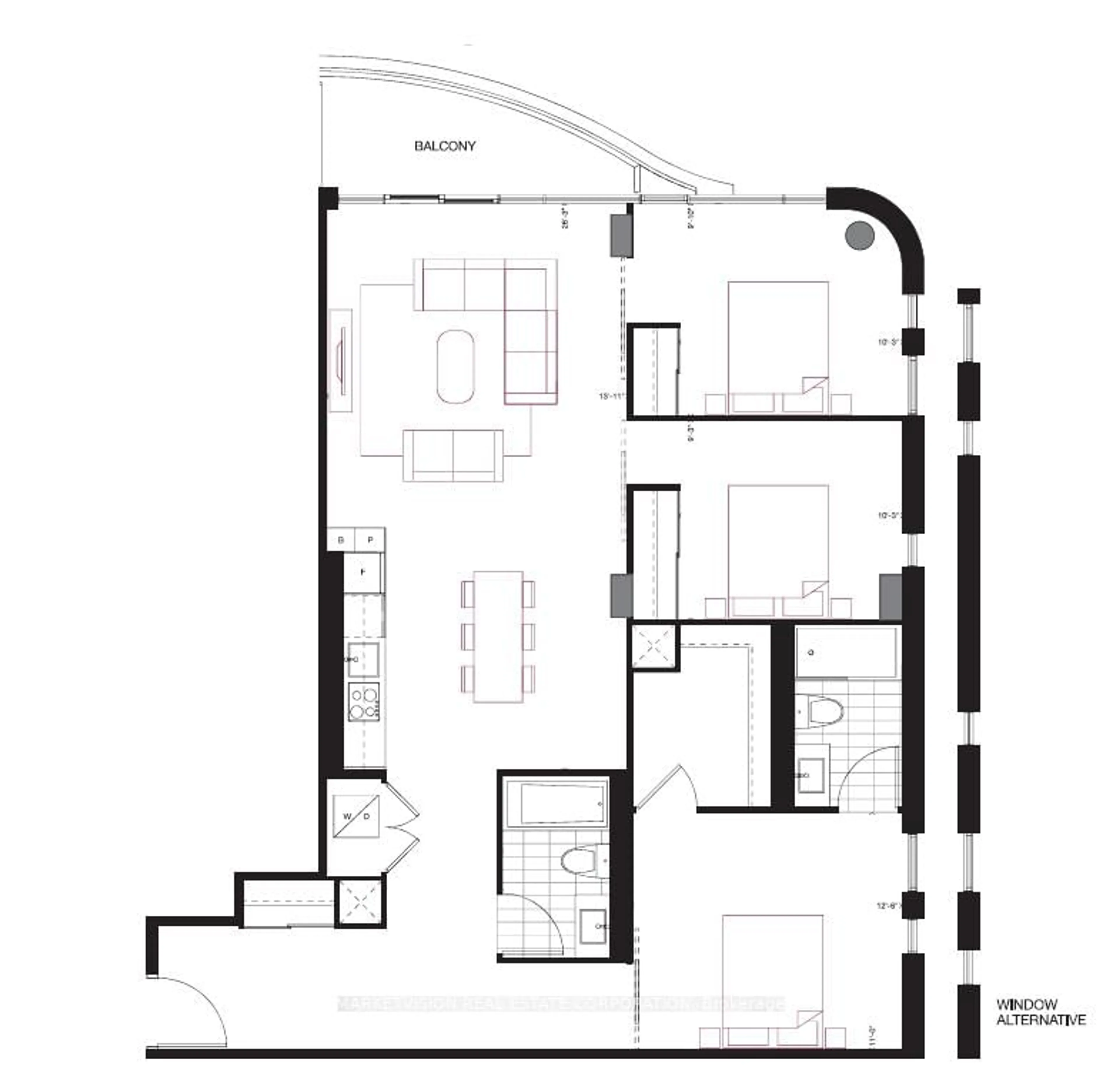 Floor plan for 689 The Queensway #413, Toronto Ontario M8Y 1L1