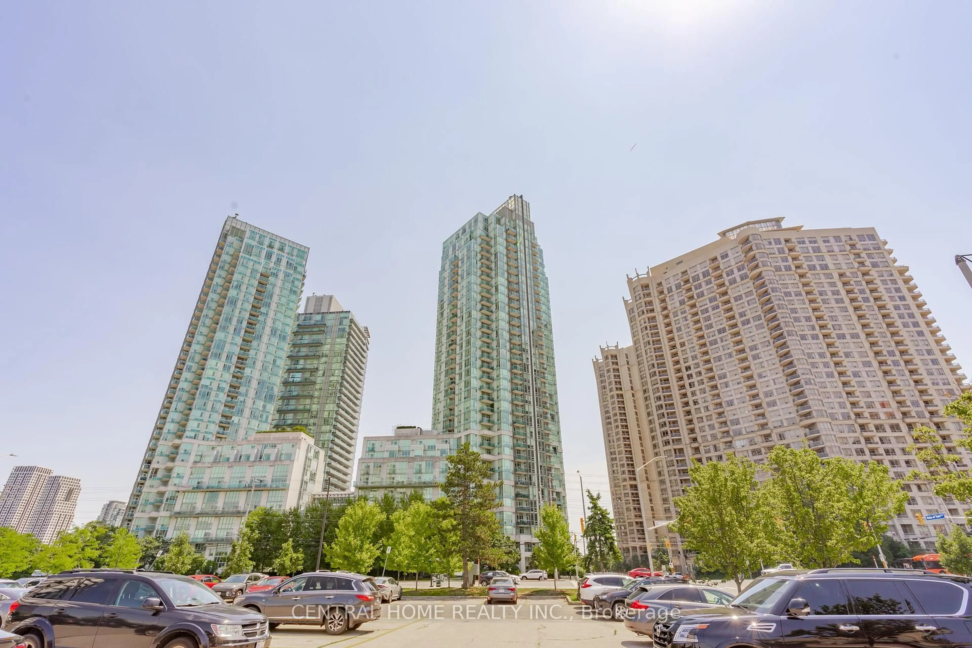 Patio, city buildings view from balcony for 3939 Duke Of York Blvd #717, Mississauga Ontario L5B 4N2