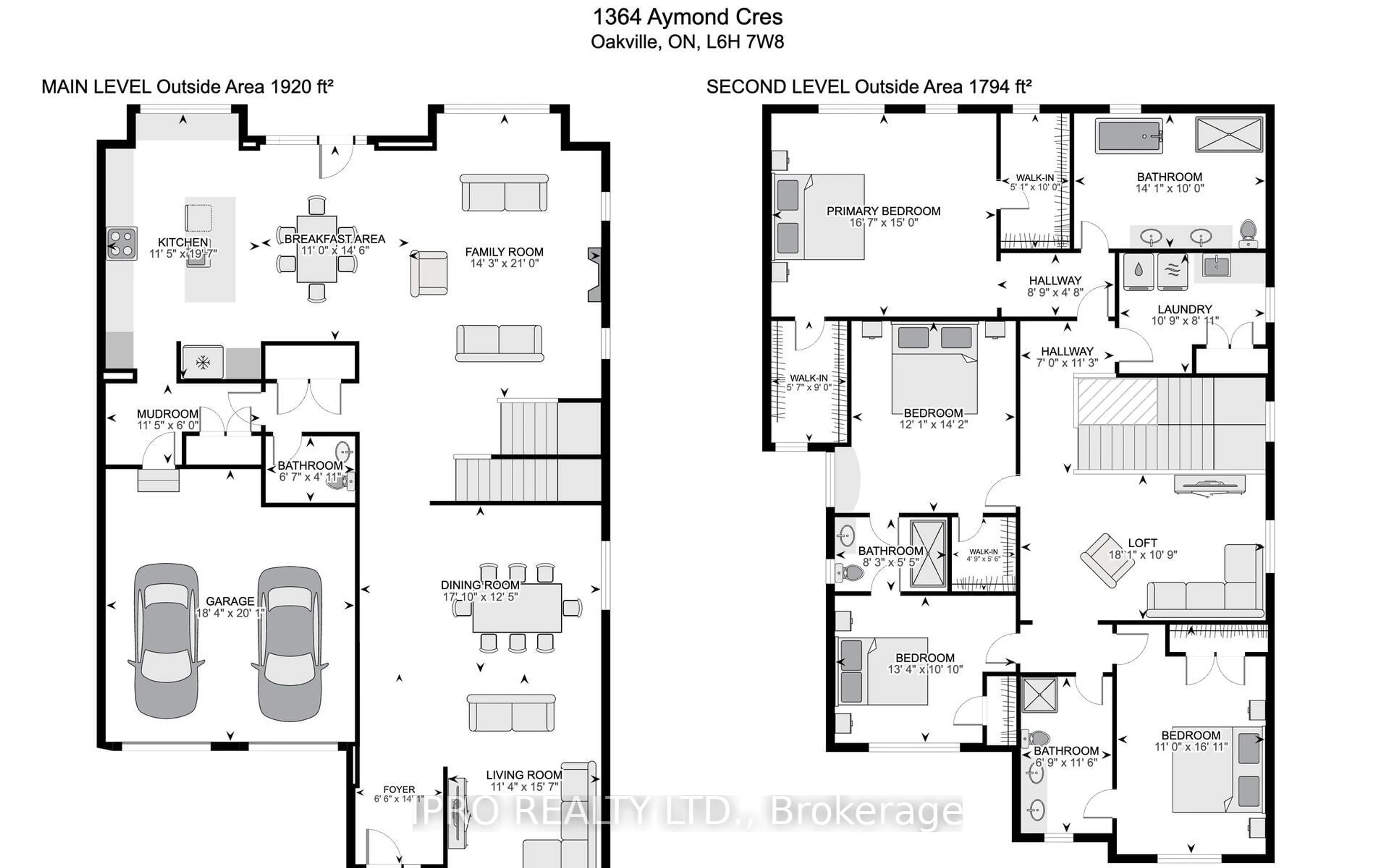 Floor plan for 1364 Aymond Cres, Oakville Ontario L6H 7W9