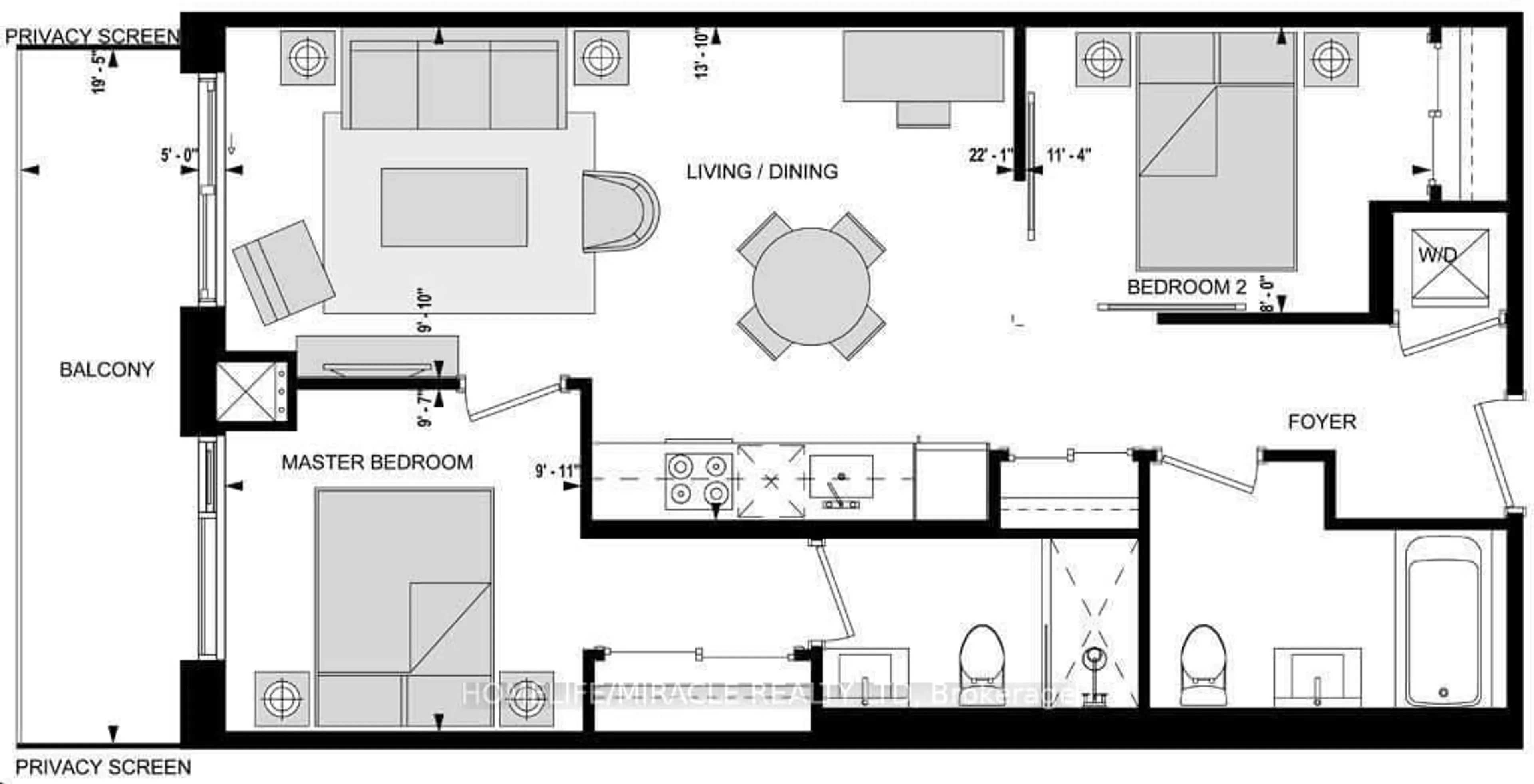 Floor plan for 1926 Lakeshore Blvd #3811, Toronto Ontario M6S 1A1