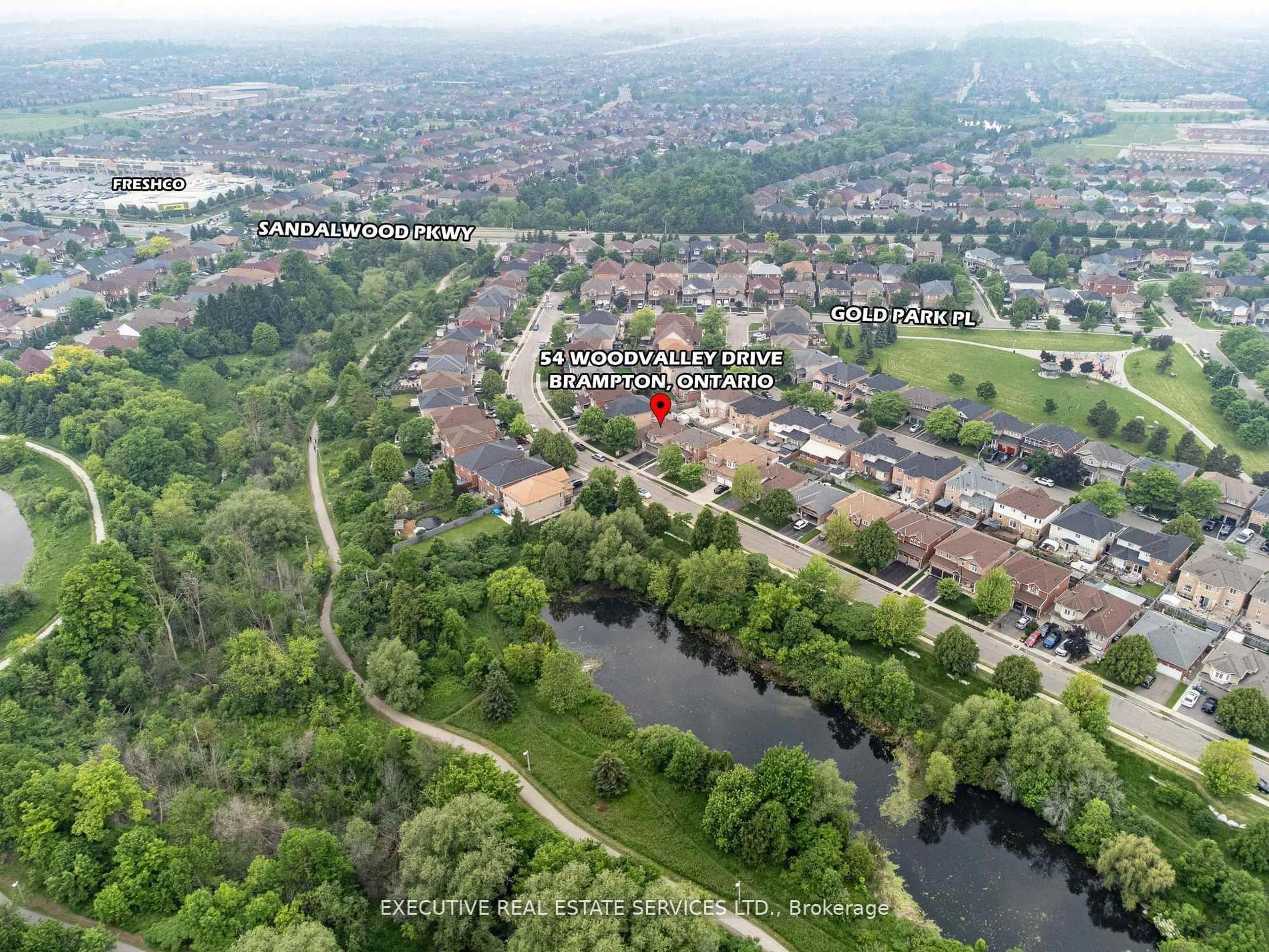 A pic from outside/outdoor area/front of a property/back of a property/a pic from drone, unknown for 54 Woodvalley Dr, Brampton Ontario L7A 1Z3