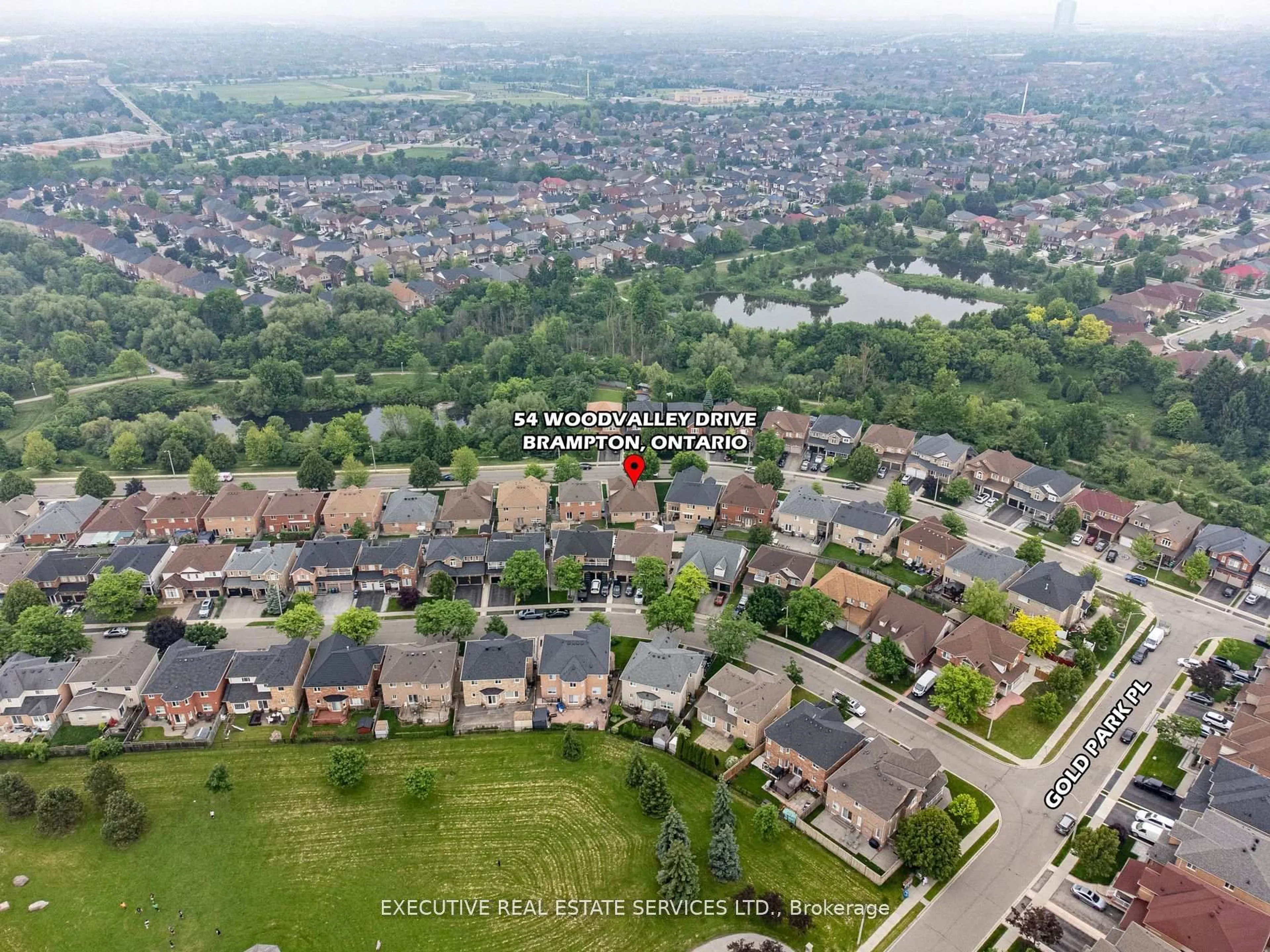A pic from outside/outdoor area/front of a property/back of a property/a pic from drone, street for 54 Woodvalley Dr, Brampton Ontario L7A 1Z3