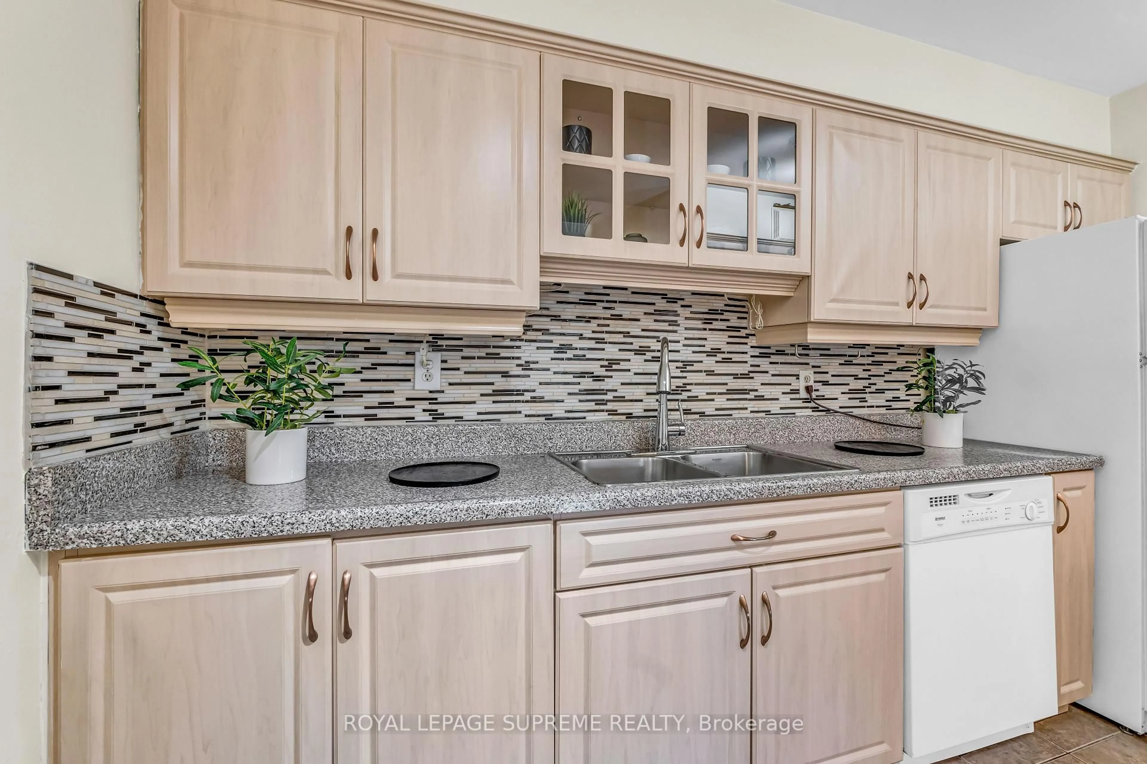 Contemporary kitchen, ceramic/tile floor for 85 Emmett Ave #610, Toronto Ontario M6M 5A2