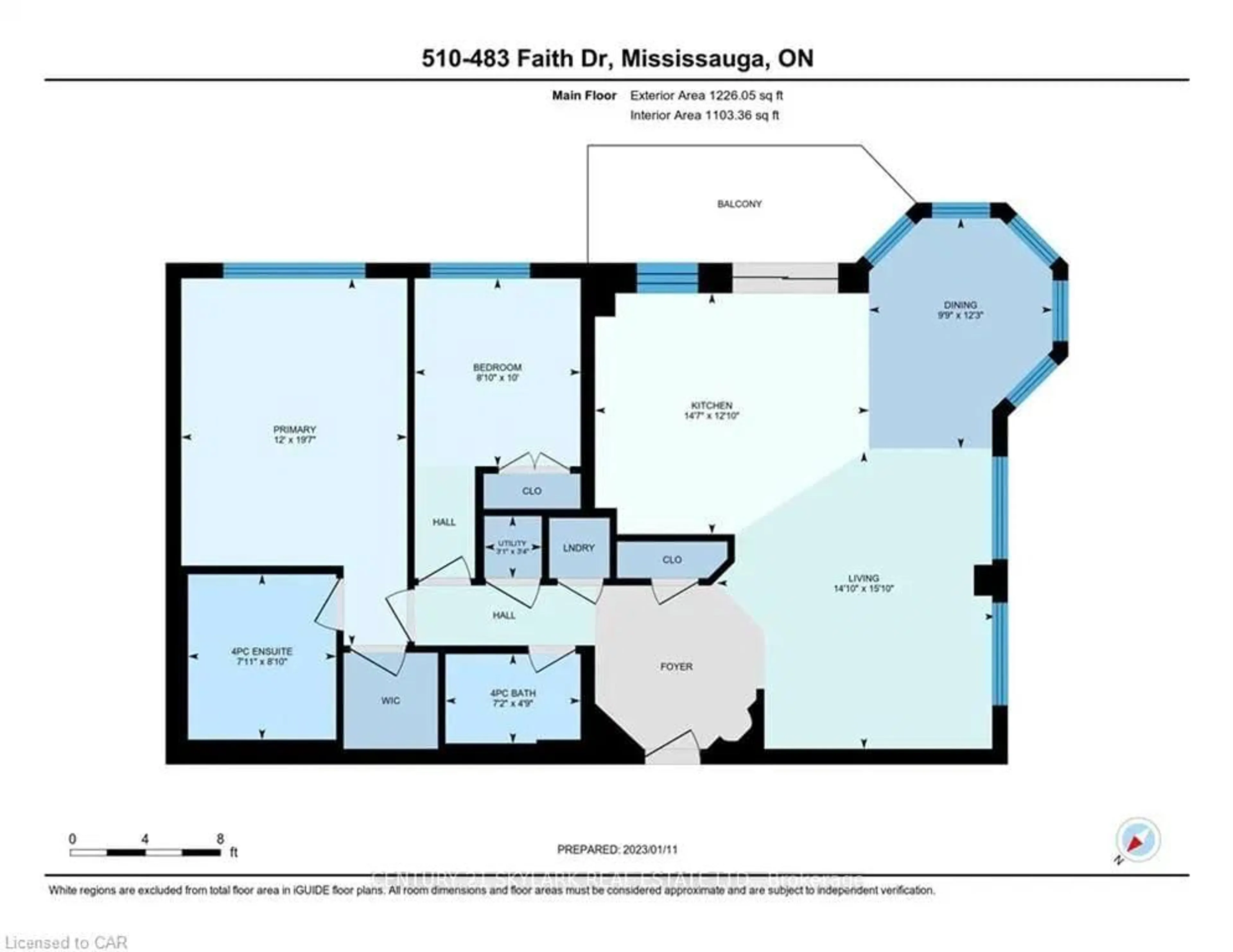 Floor plan for 483 Faith Dr #510, Mississauga Ontario L5R 0A1