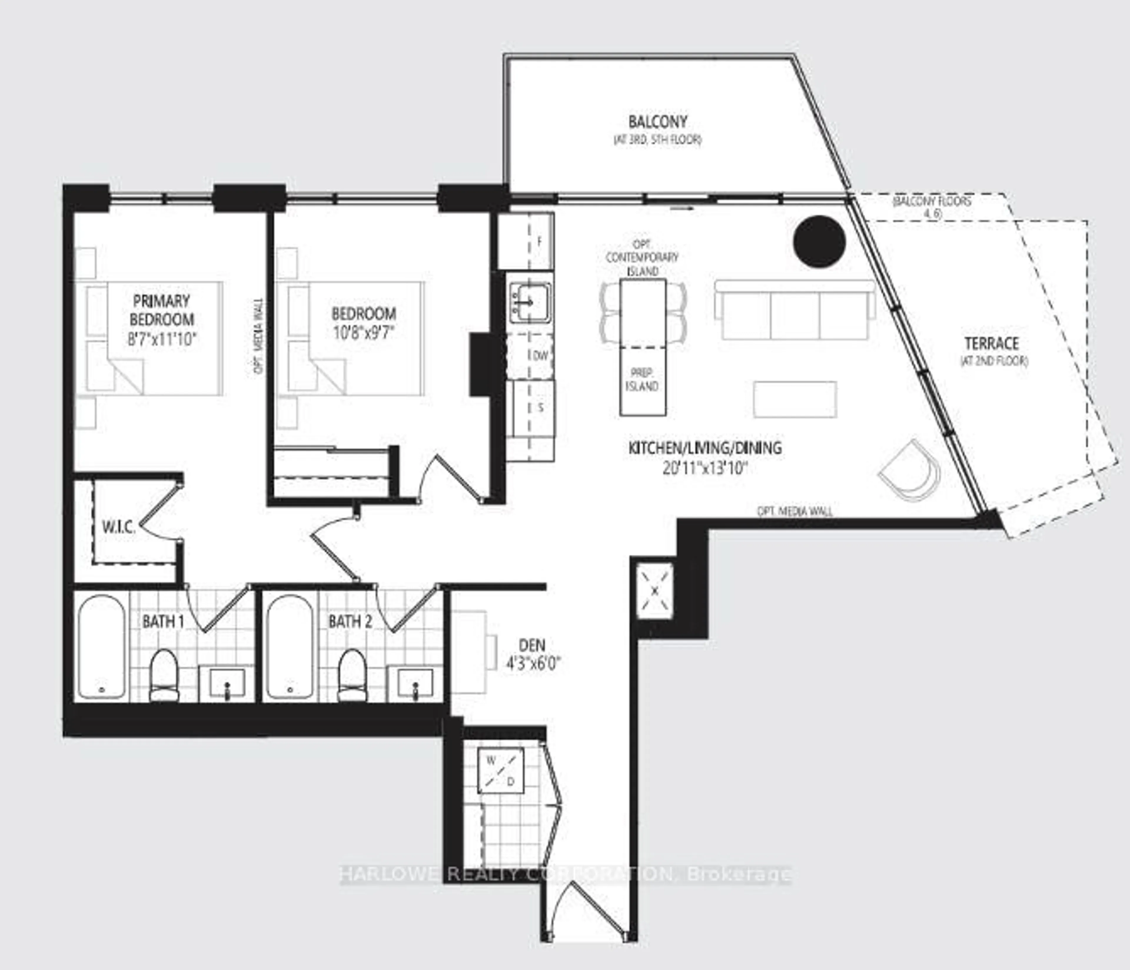 Floor plan for 3006 William Cutmore Blvd #211, Oakville Ontario L6H 8A4