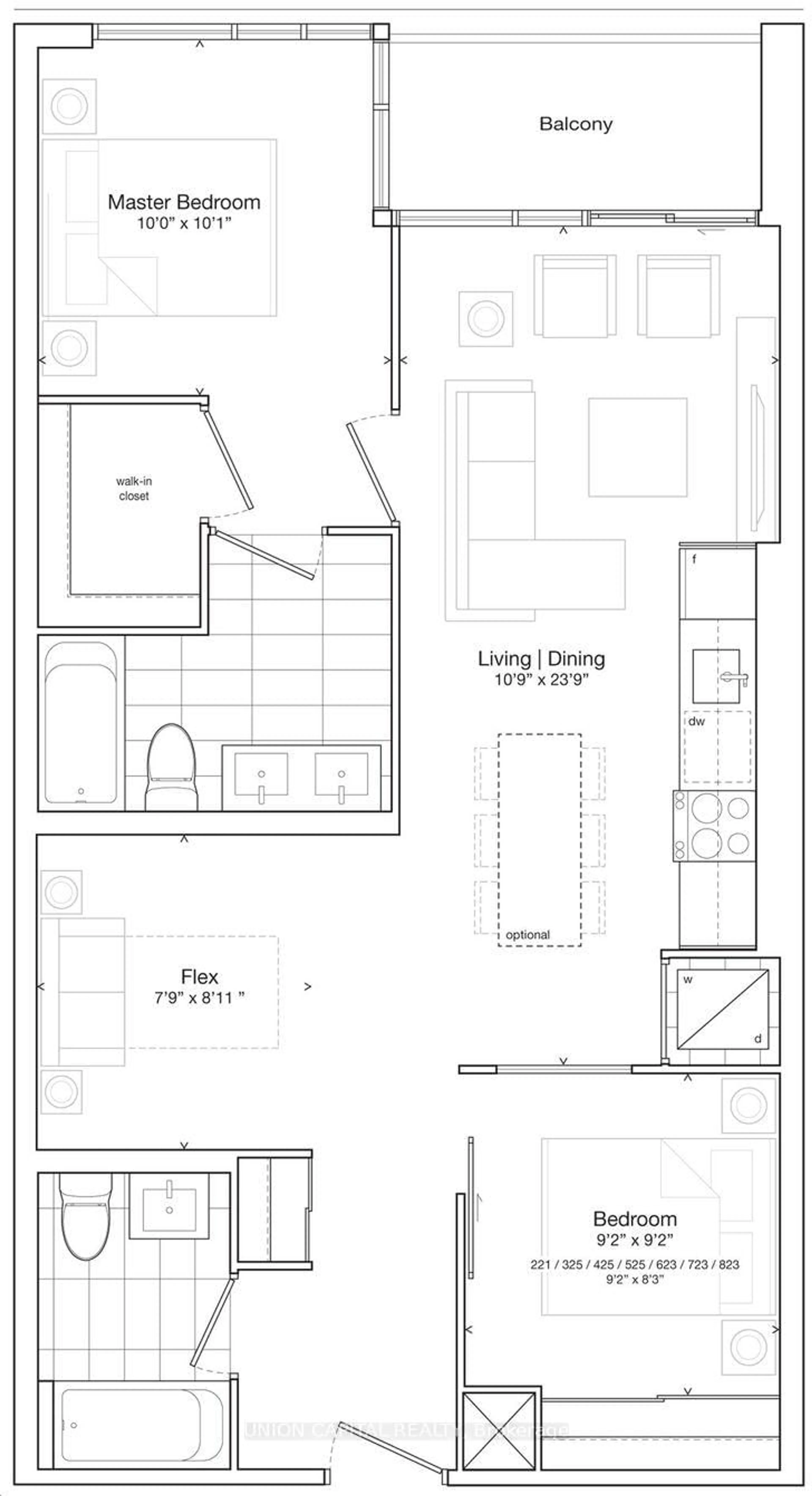 Floor plan for 859 The Queensway #425, Toronto Ontario M8Z 1N8