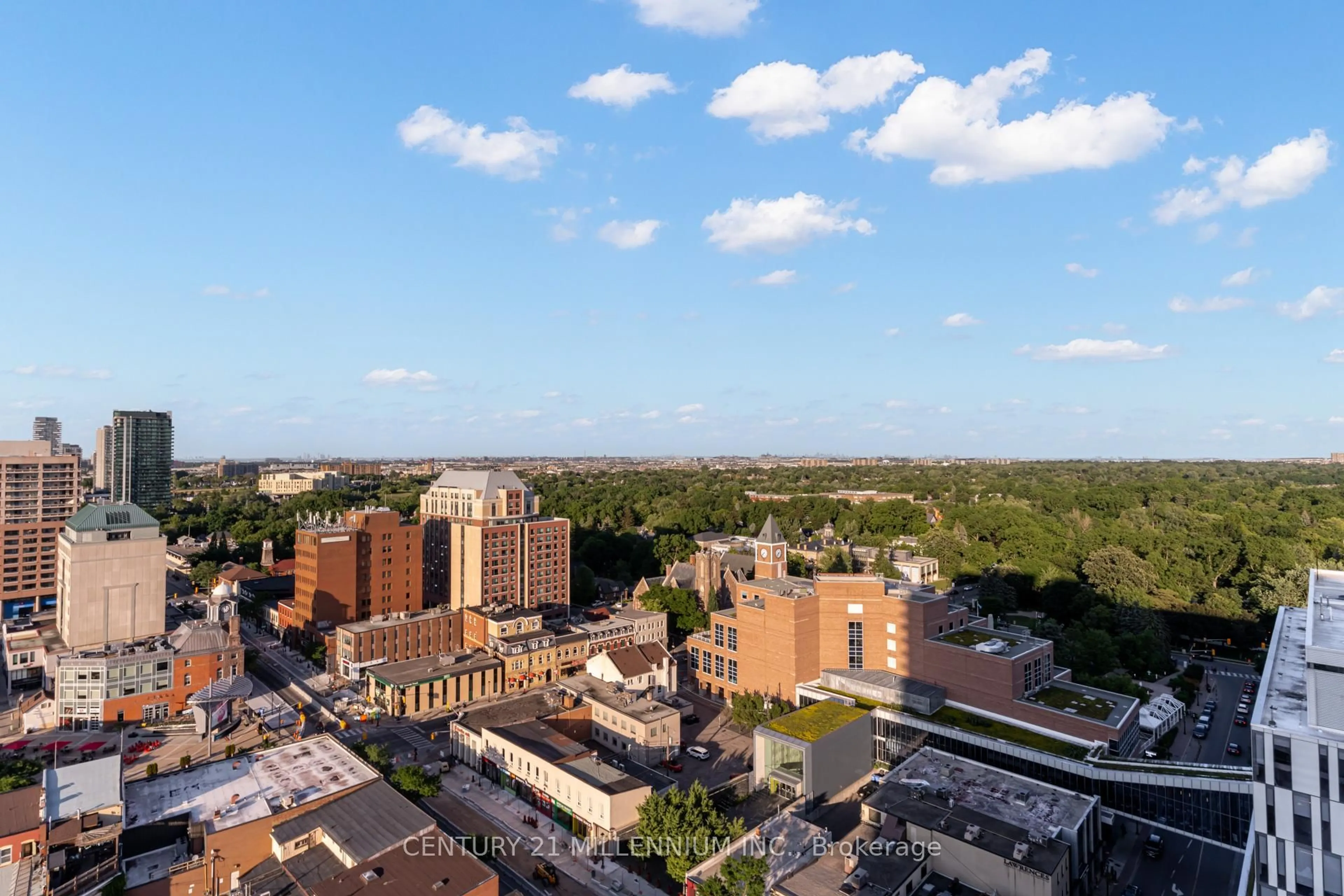 A pic from outside/outdoor area/front of a property/back of a property/a pic from drone, city buildings view from balcony for 9 George St #2005, Brampton Ontario L6X 0T6