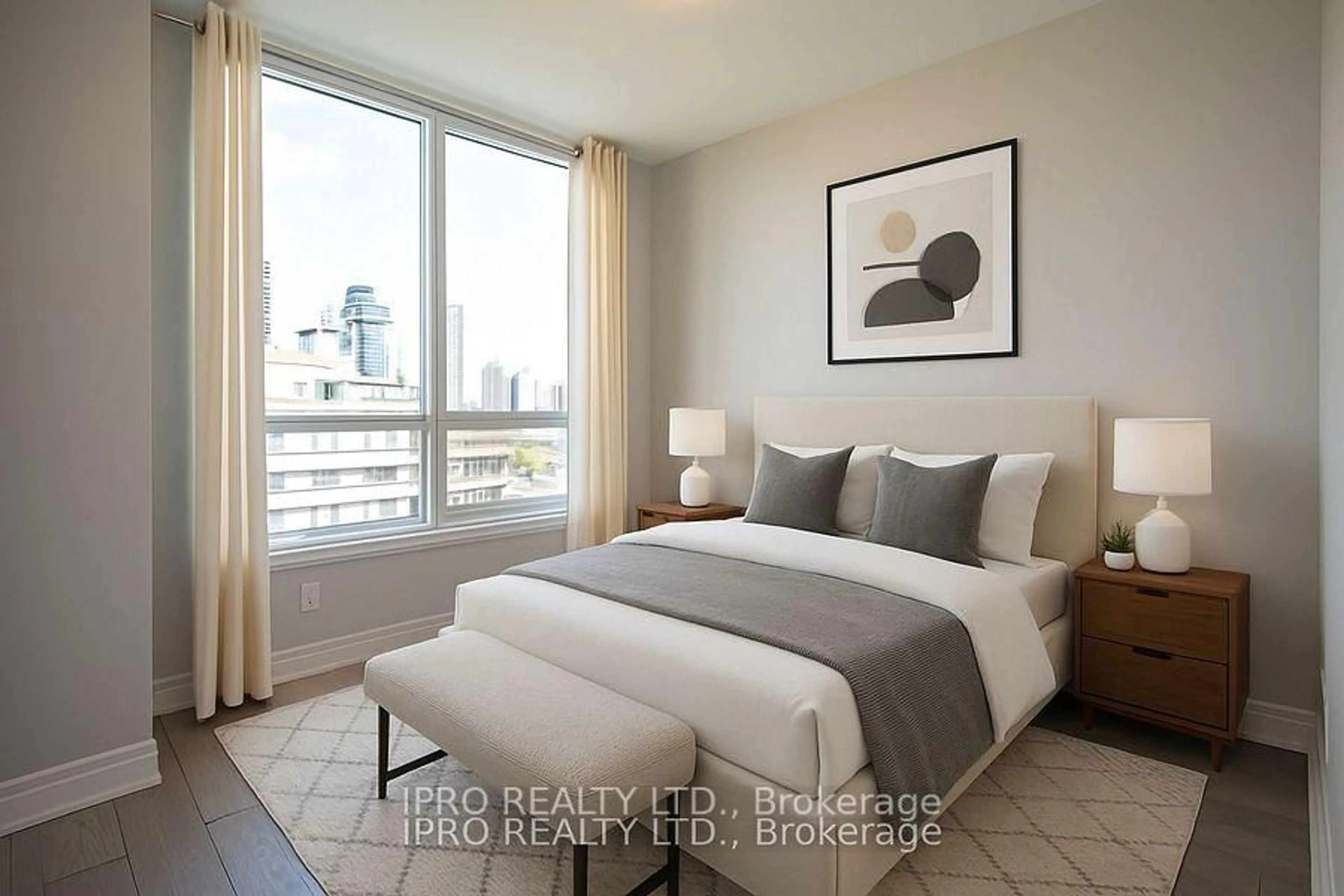 Bedroom with bed, unknown for 36 Elm Dr W Dr #2210, Mississauga Ontario L5B 0N3