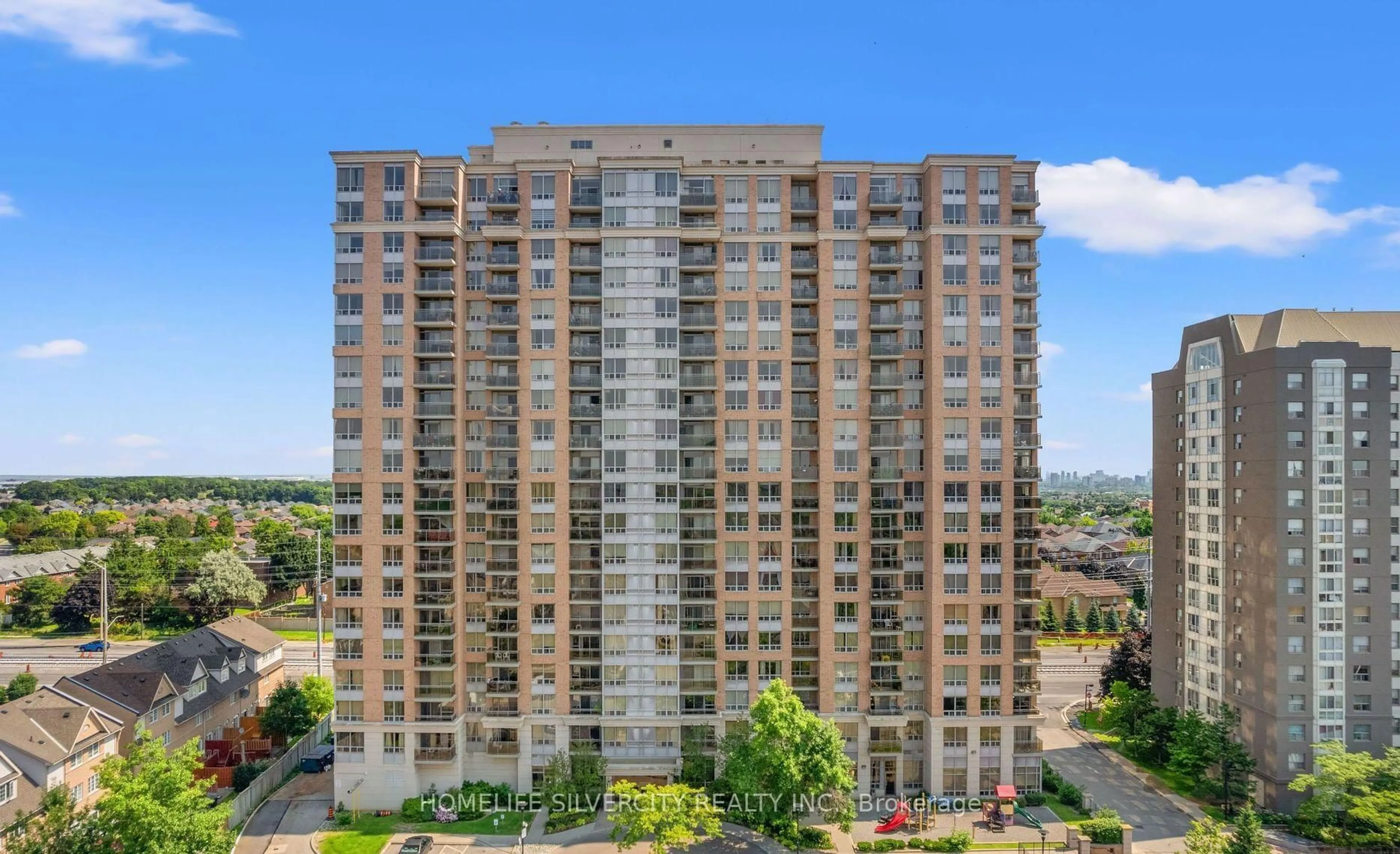 A pic from outside/outdoor area/front of a property/back of a property/a pic from drone, city buildings view from balcony for 55 Strathaven Dr #1503, Mississauga Ontario L5R 4G9