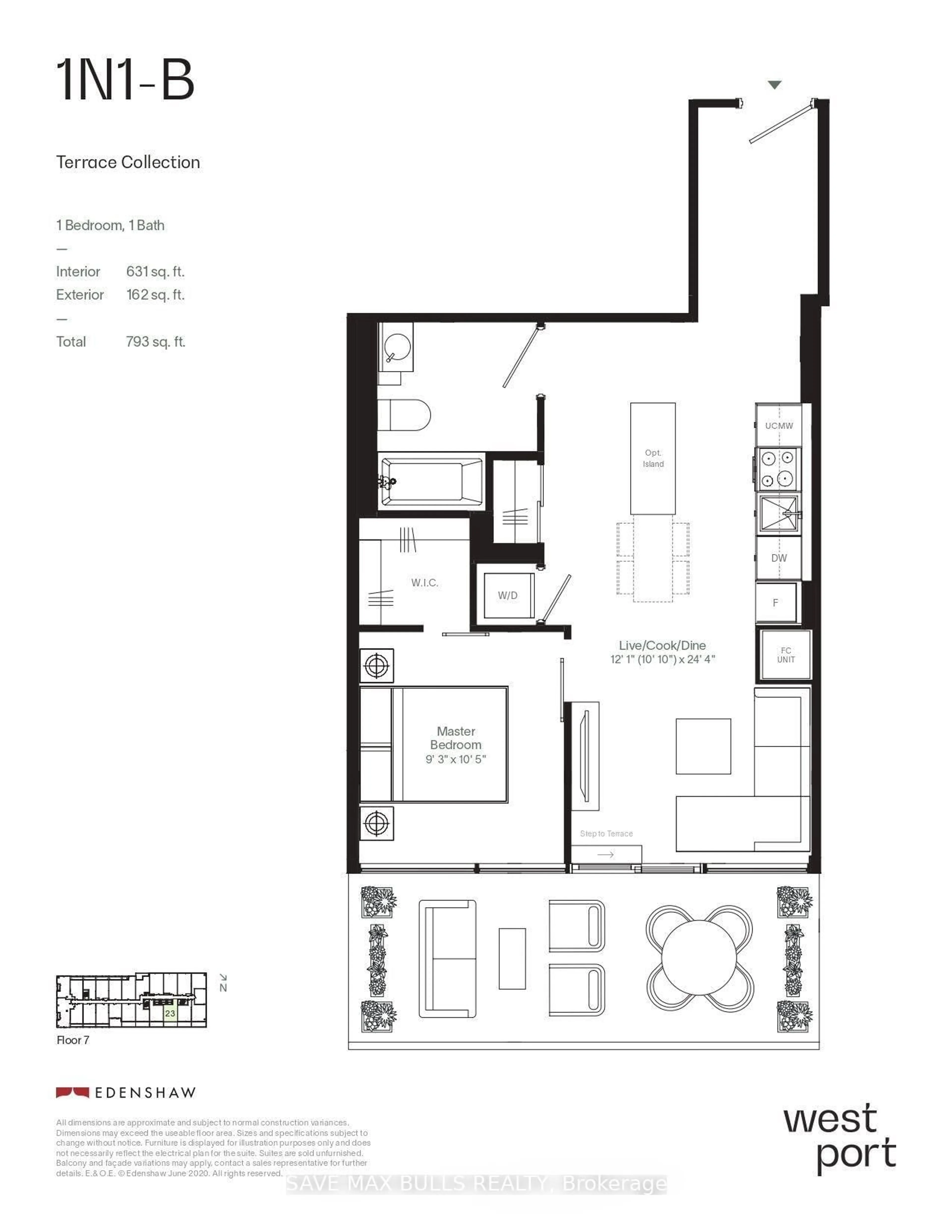 Floor plan for 28 Ann St #723, Mississauga Ontario M3C 0H5
