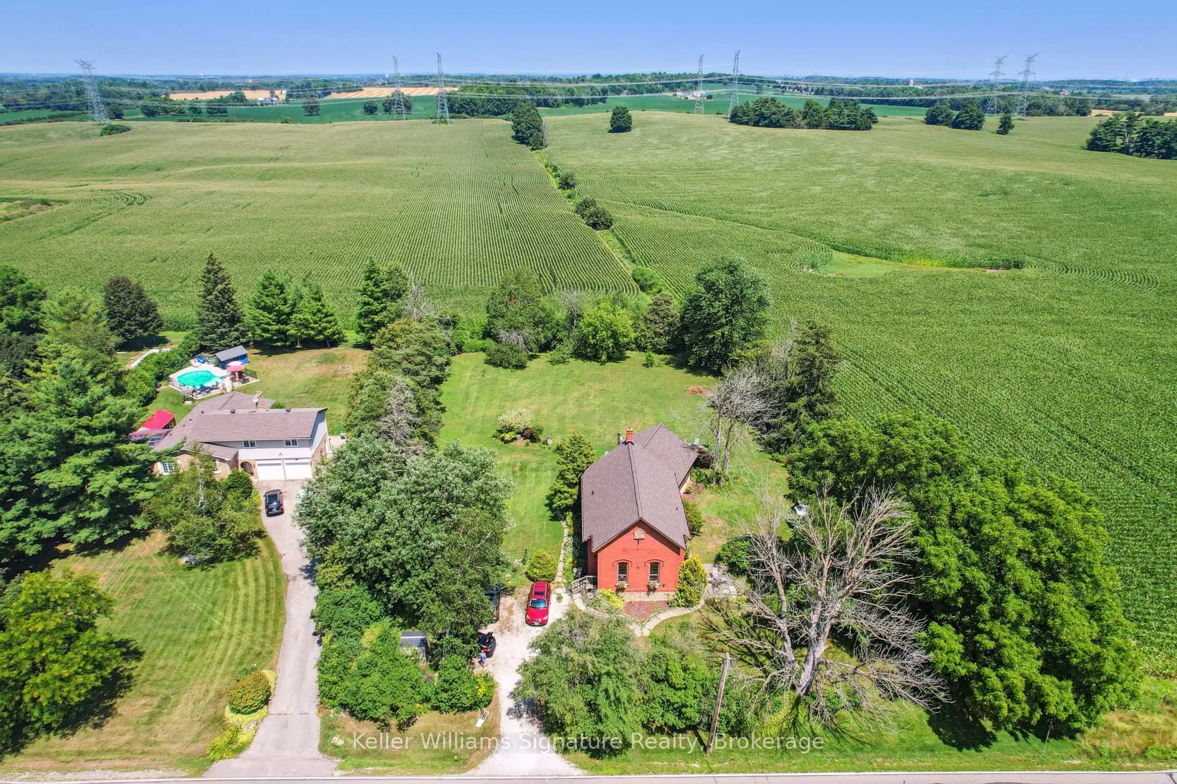 A pic from outside/outdoor area/front of a property/back of a property/a pic from drone, water/lake/river/ocean view for 10421 Fourth Line, Halton Hills Ontario L9T 2X9
