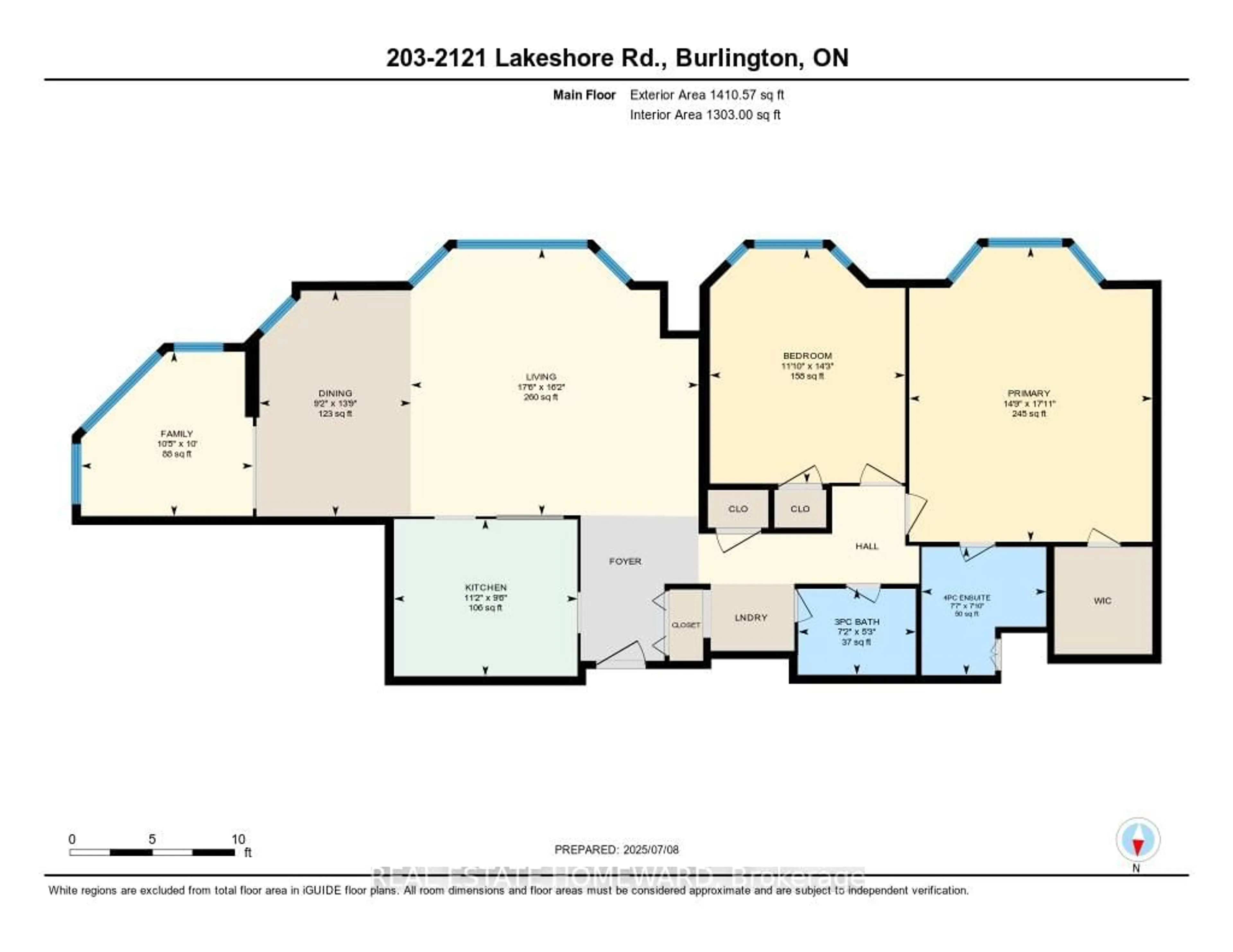 Floor plan for 2121 Lakeshore Rd #203, Burlington Ontario L7R 1C9