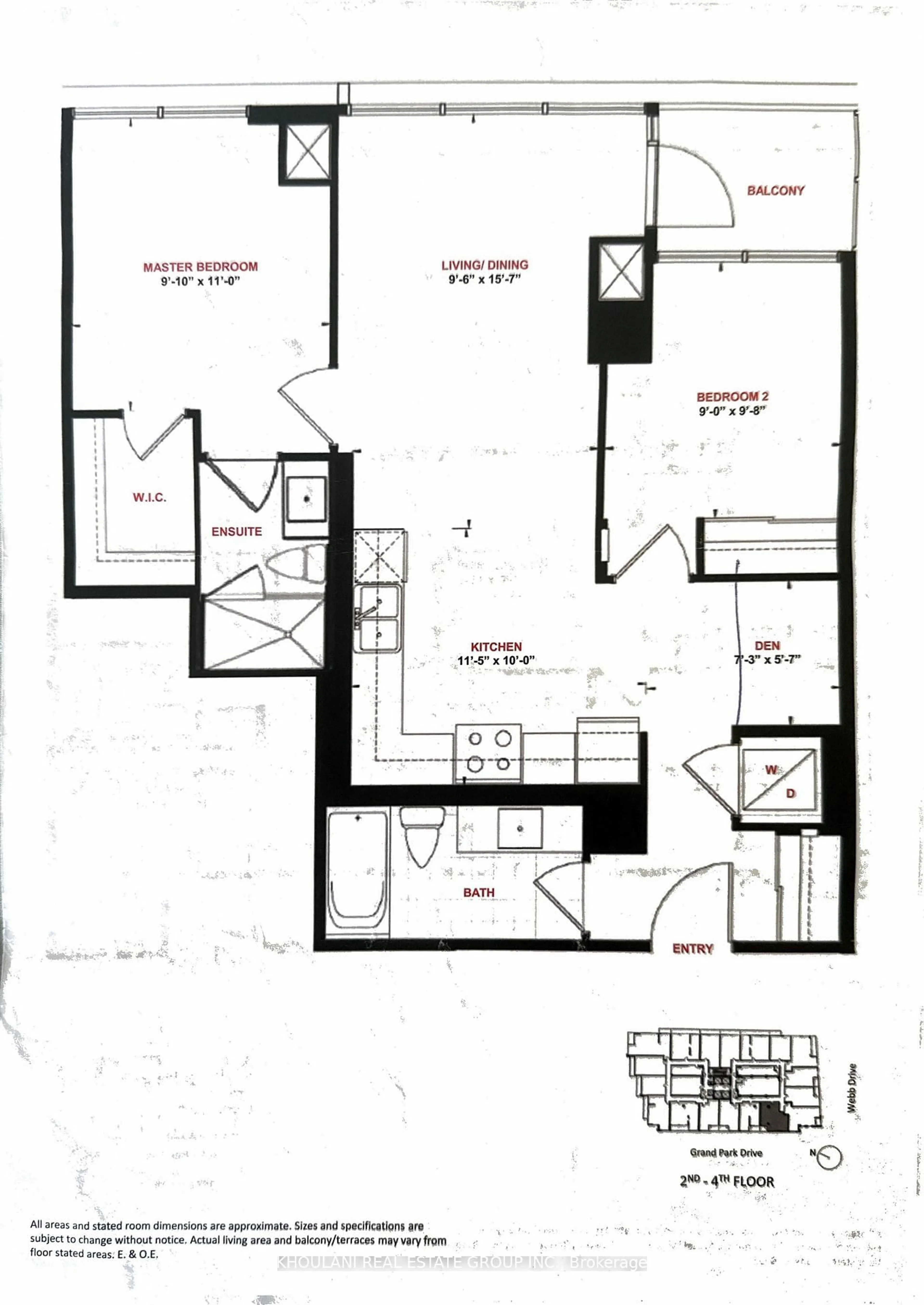 Floor plan for 3975 Grand Park Dr #408, Mississauga Ontario L5B 0K4