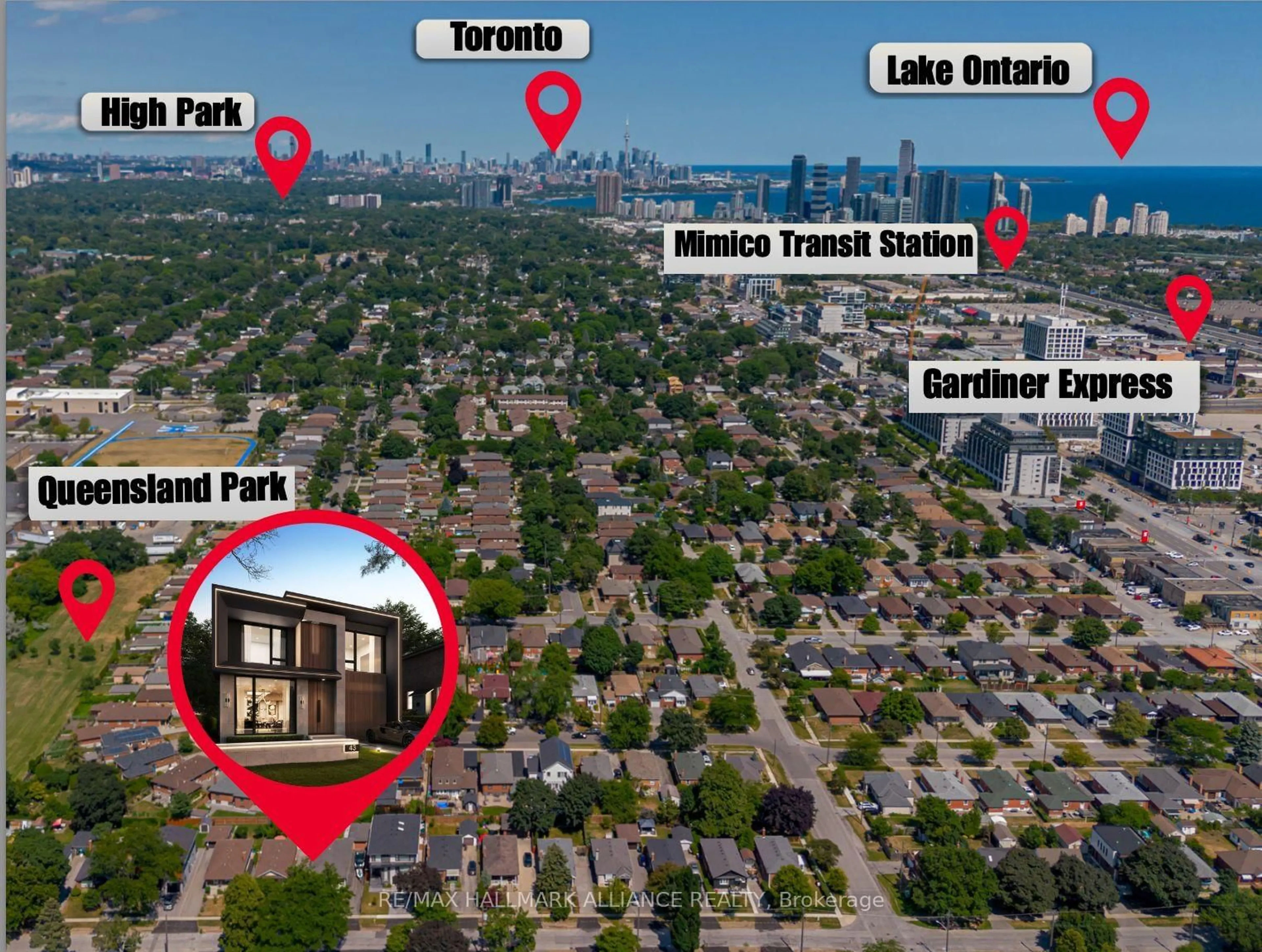 A pic from outside/outdoor area/front of a property/back of a property/a pic from drone, street for 43 Trueman Ave, Toronto Ontario M8Z 5A3
