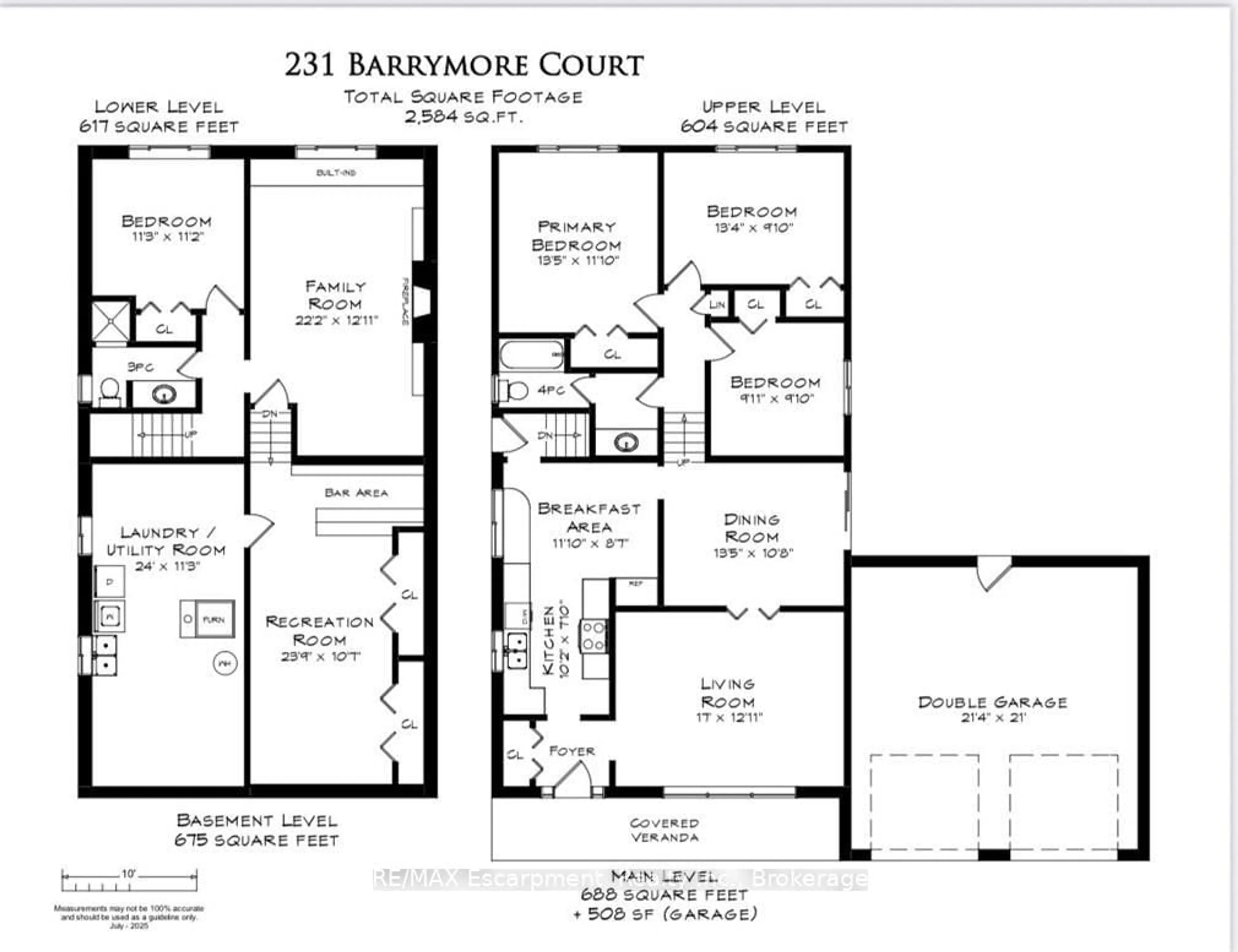 Floor plan for 231 BARRYMORE Crt, Burlington Ontario L7T 1B7