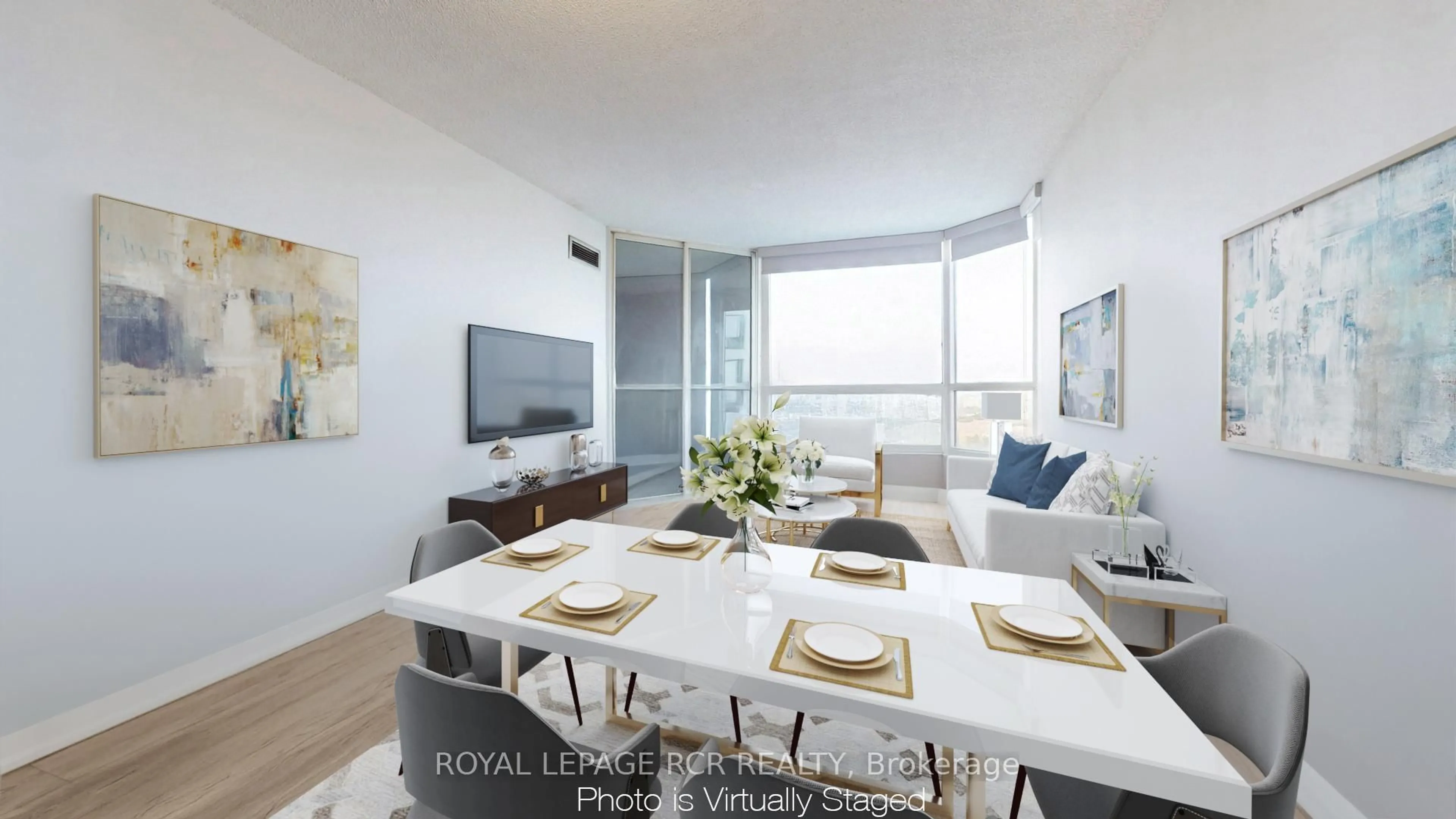 Living room with furniture, wood/laminate floor for 4450 Tucana Crt #1610, Mississauga Ontario L5R 3R4